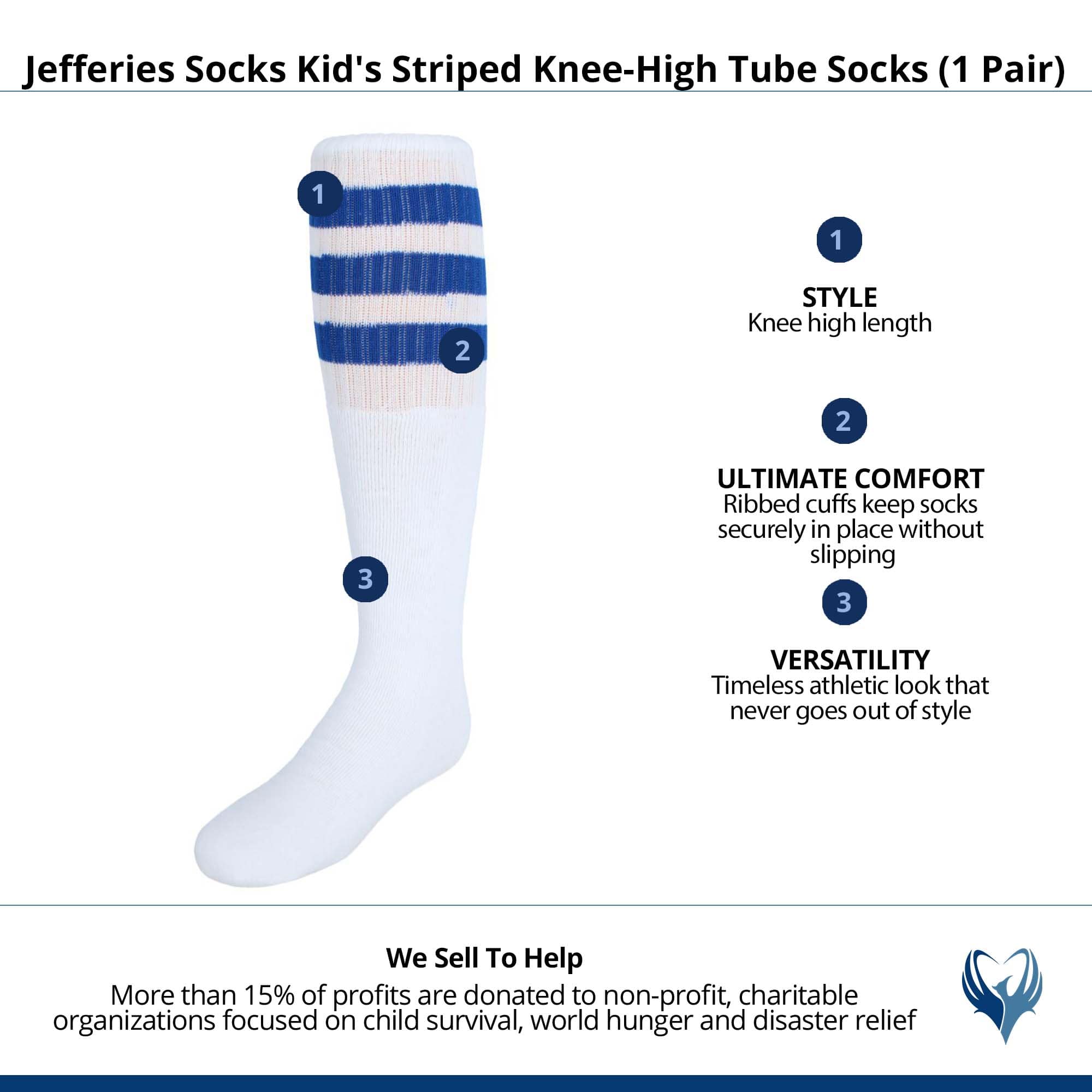 Jefferies Socks Kid's Striped Knee-High Tube Socks (1 Pair) - Blue