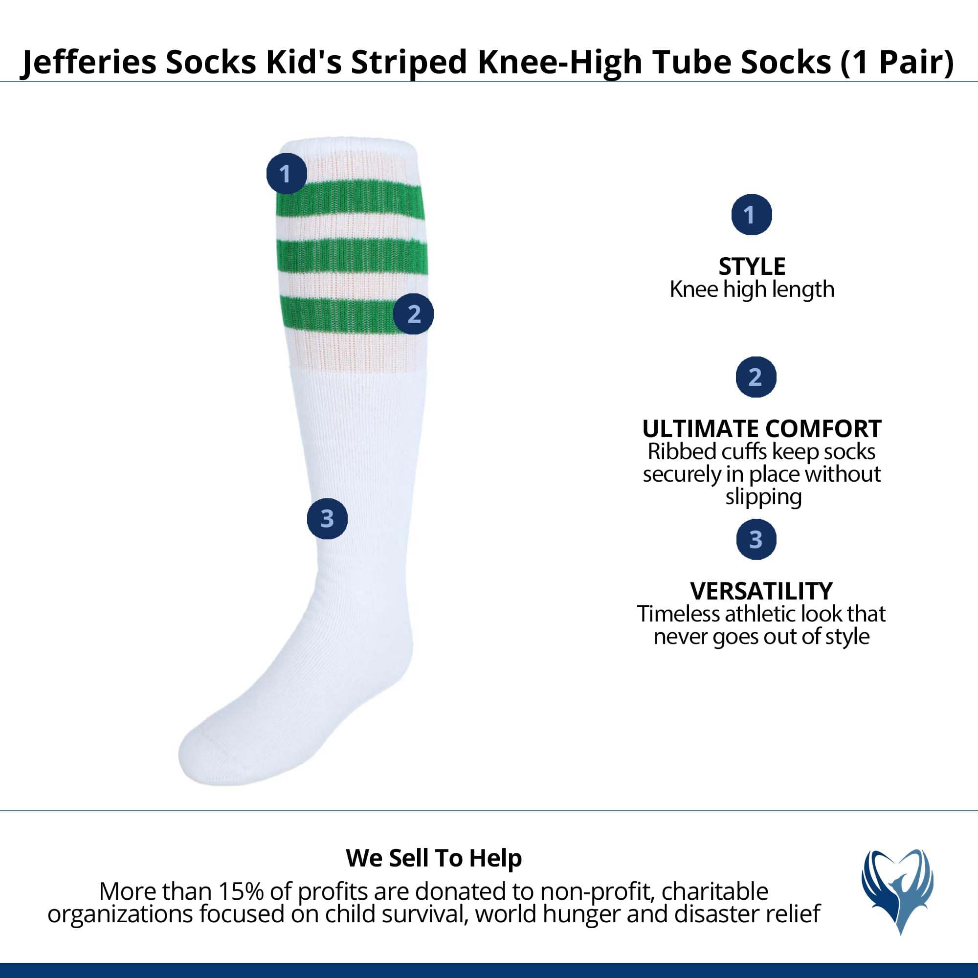 Jefferies Socks Kid's Striped Knee-High Tube Socks (1 Pair) - Green