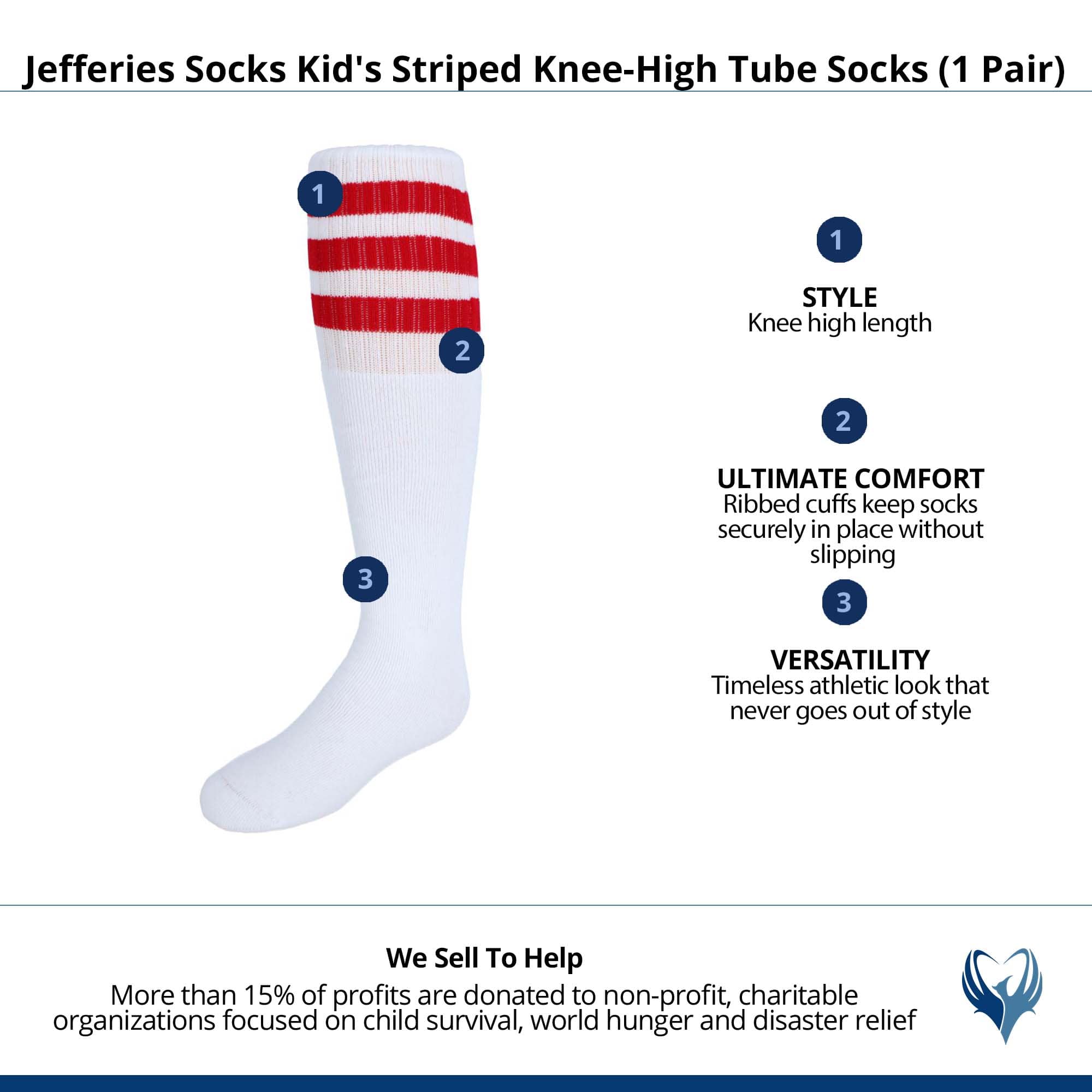 Jefferies Socks Kid's Striped Knee-High Tube Socks (1 Pair) - Red