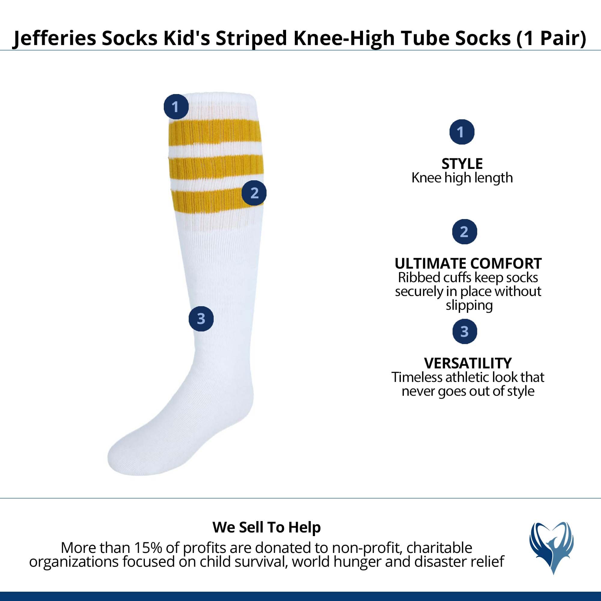 Jefferies Socks Kid's Striped Knee-High Tube Socks (1 Pair) - Yellow
