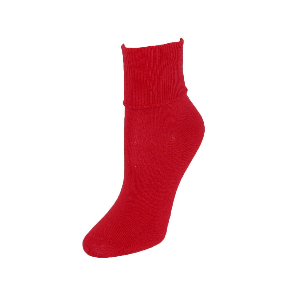 Jefferies Socks Women's Organic Cotton Turn Cuff Socks - Red