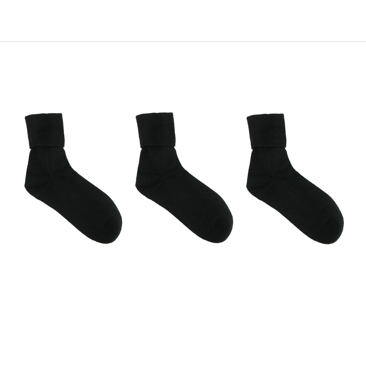 Jefferies Socks Women's Organic Cotton Turn Cuff Sock (Pack of 3) - Black