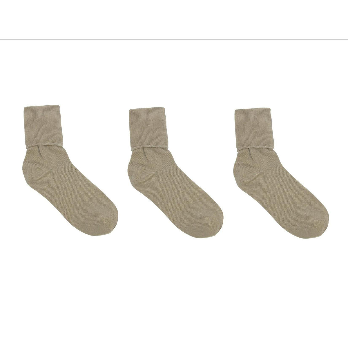 Jefferies Socks Women's Organic Cotton Turn Cuff Sock (Pack of 3) - Khaki