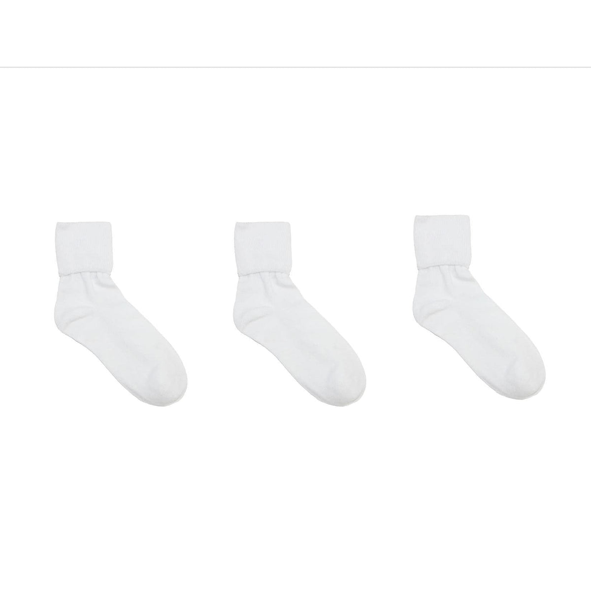 Jefferies Socks Women's Organic Cotton Turn Cuff Sock (Pack of 3) - White