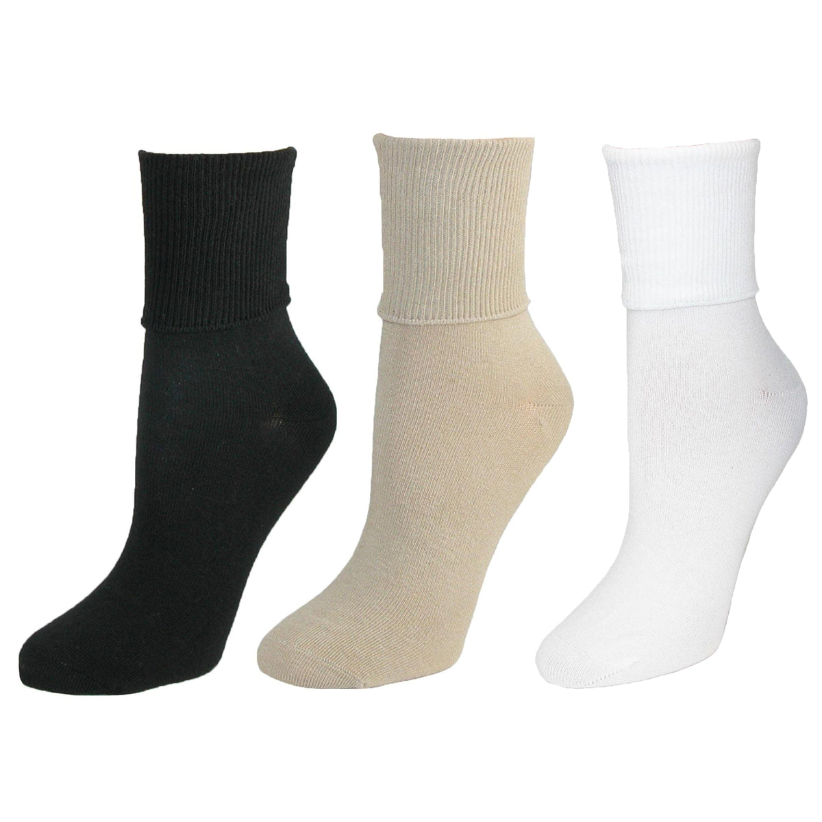 Jefferies Socks Women's Organic Cotton Turn Cuff Sock (Pack of 3) - Women's Organic Cotton Turn Cuff Sock (Pack of 3)