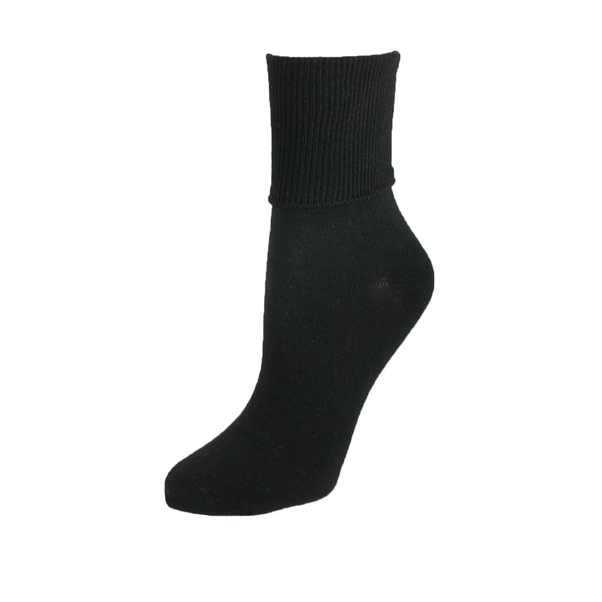 Jefferies Socks Women's Plus Size Cotton Turn Cuff Sock - Black