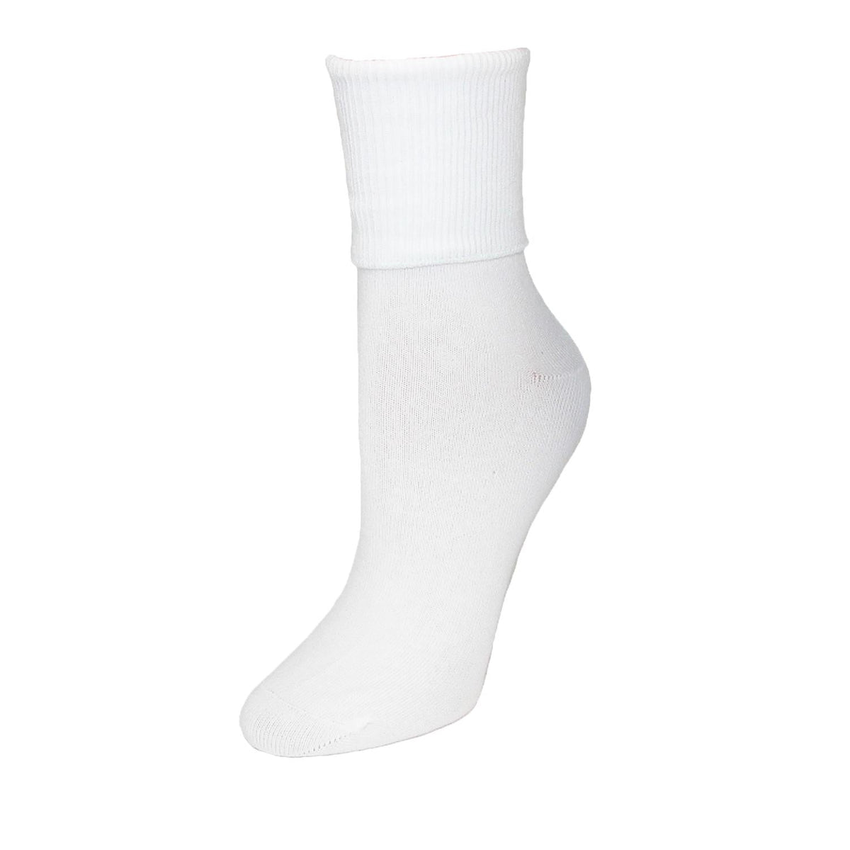 Jefferies Socks Women's Plus Size Cotton Turn Cuff Sock - White