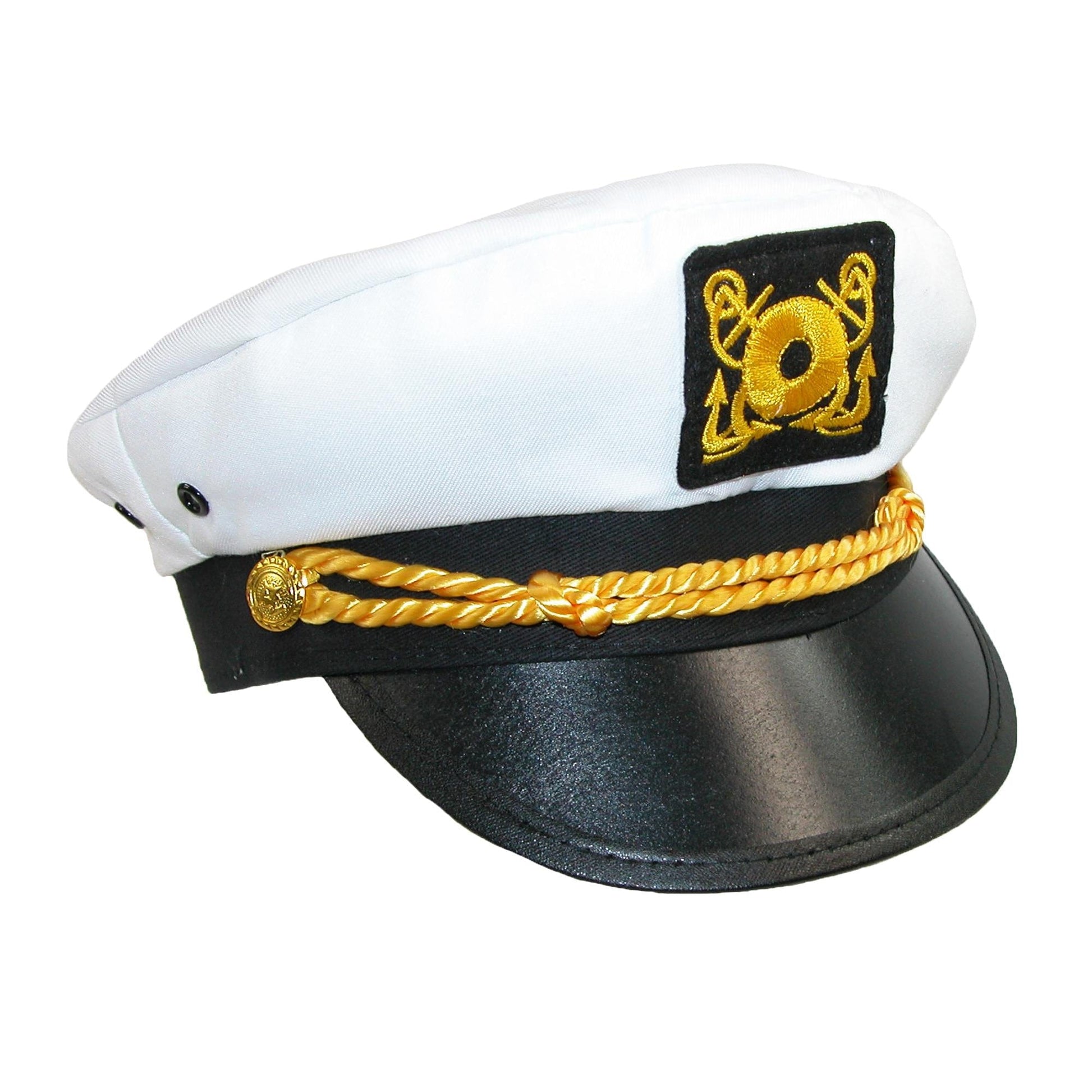 CTM® Kids' Cotton White Nautical Boating Captains Cap