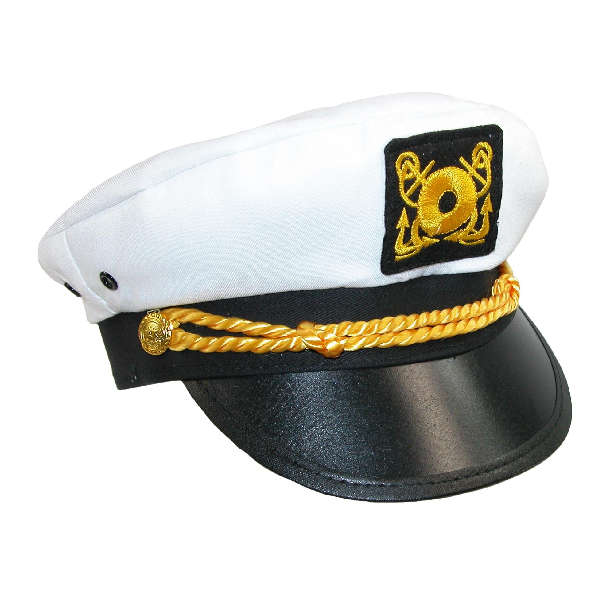 CTM® Kids' Cotton White Nautical Boating Captains Cap - White