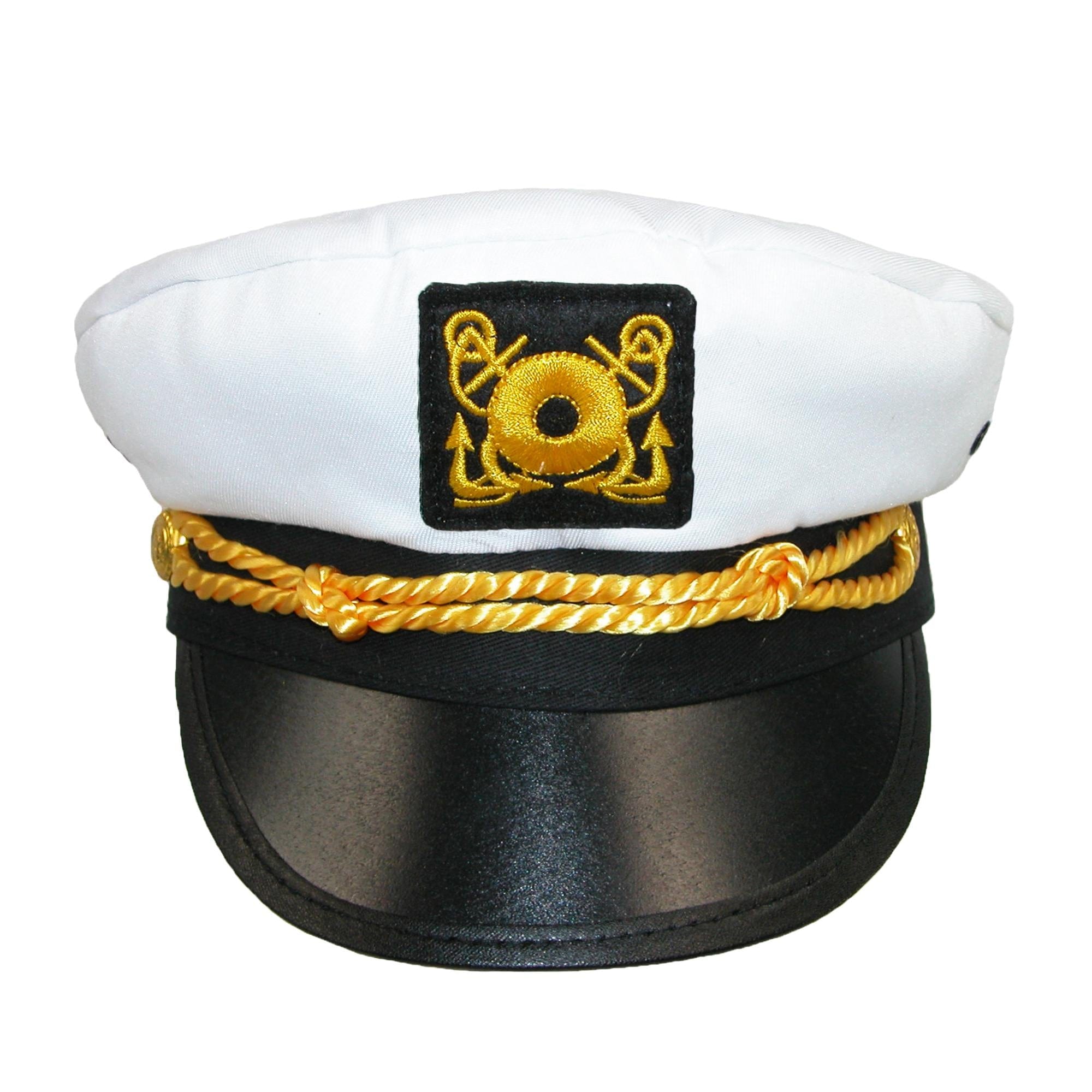 CTM® Kids' Cotton White Nautical Boating Captains Cap - White