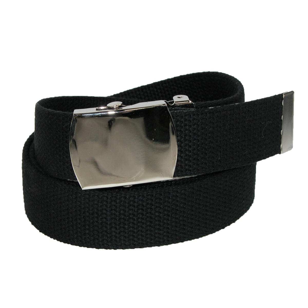 CTM® Cotton Adjustable Belt with Nickel Buckle Unisex Casual Web Belt - Black