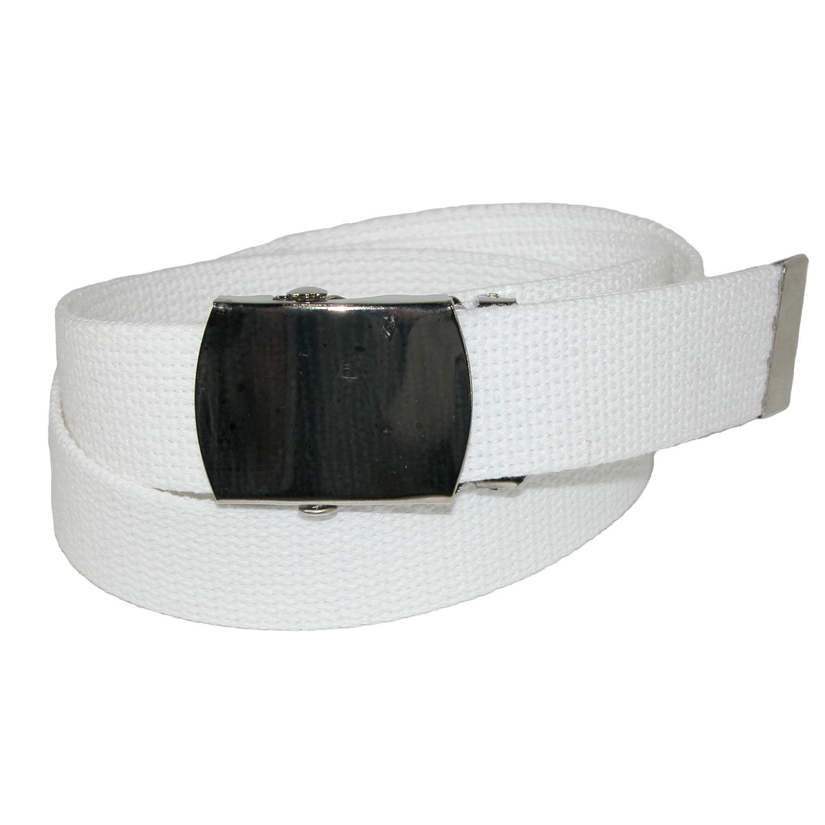 CTM® Cotton Adjustable Belt with Nickel Buckle Unisex Casual Web Belt - White