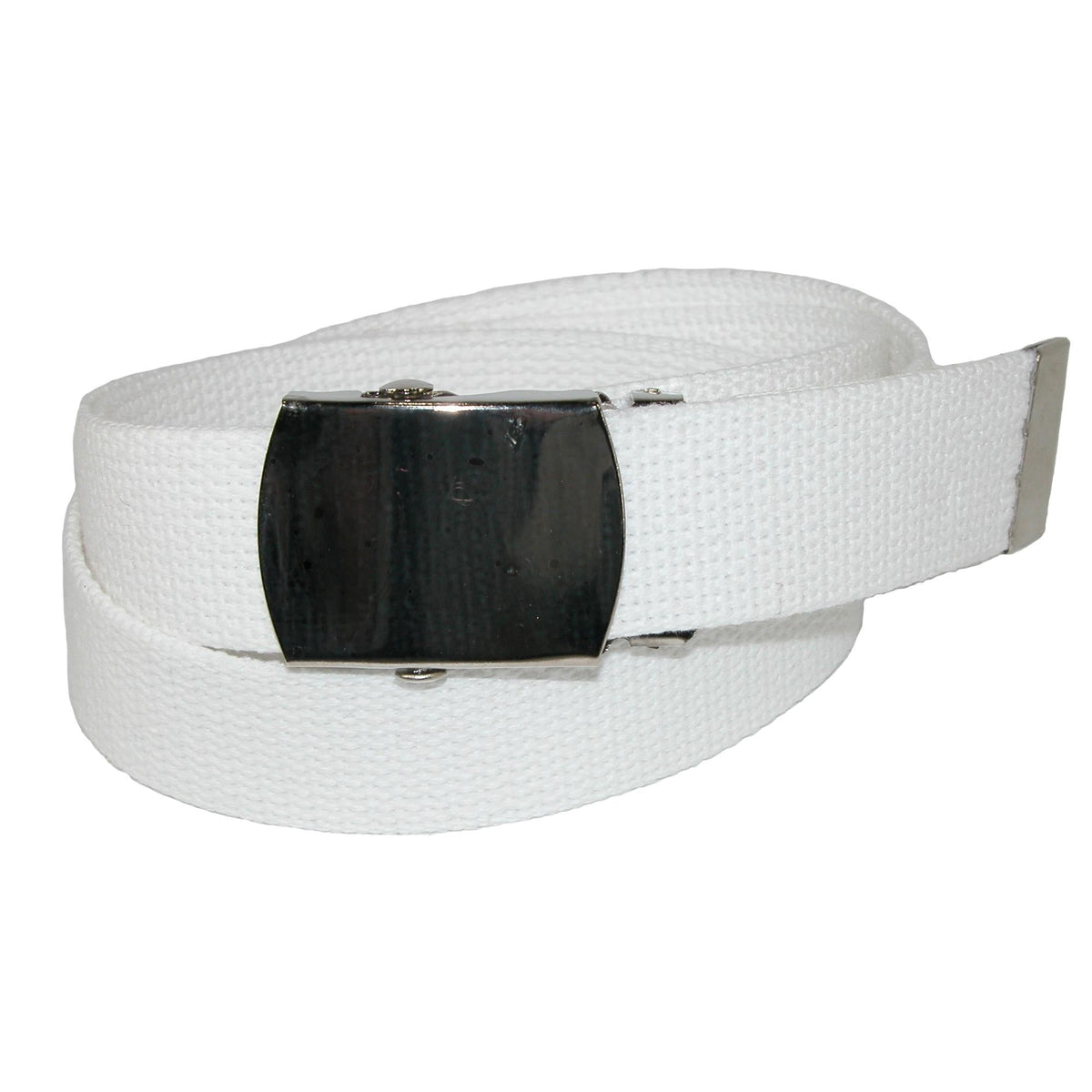 CTM® Big & Tall Cotton Adjustable Belt with Nickel Buckle - White