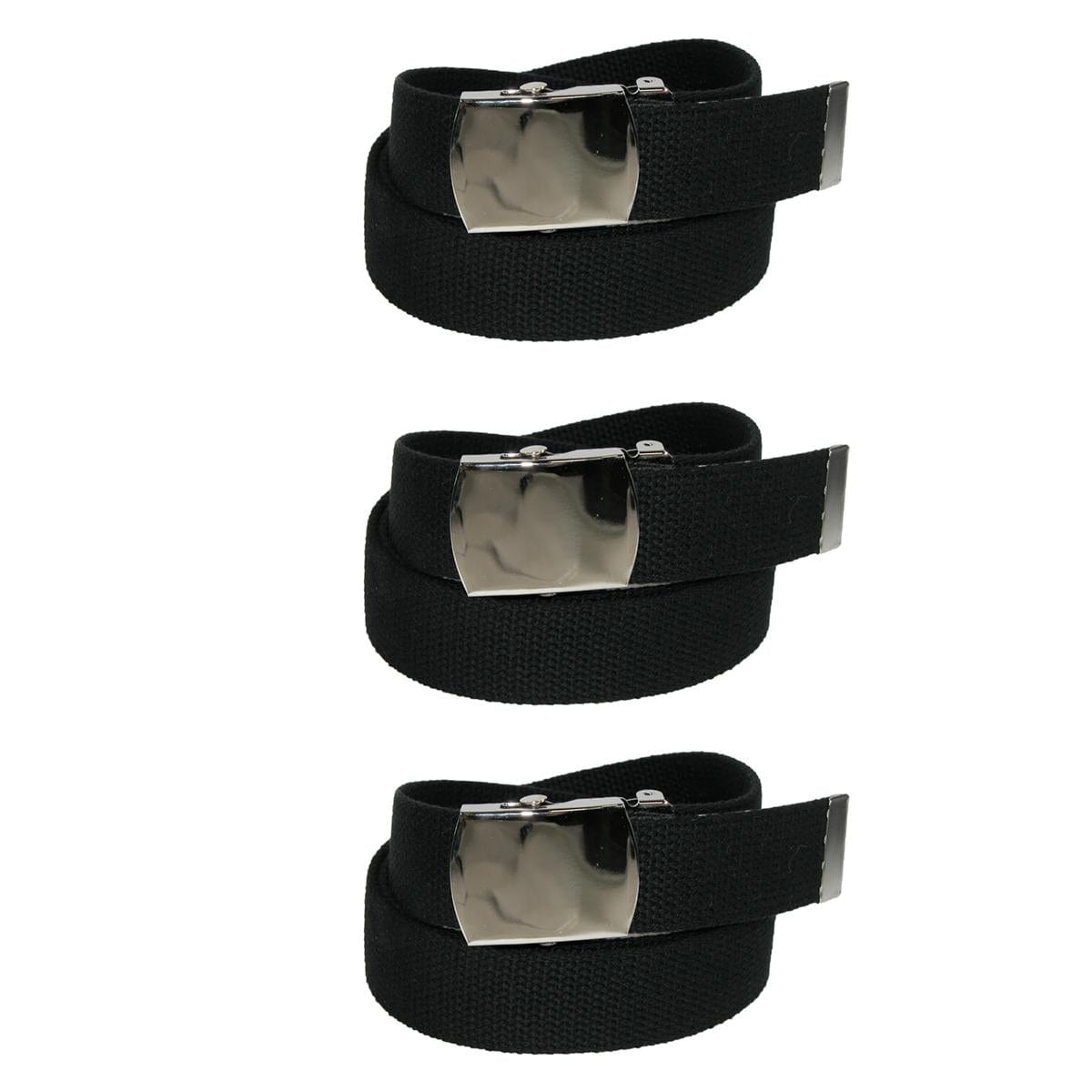 CTM® Cotton Adjustable Belt with Nickel Finish Buckle (Pack of 3)