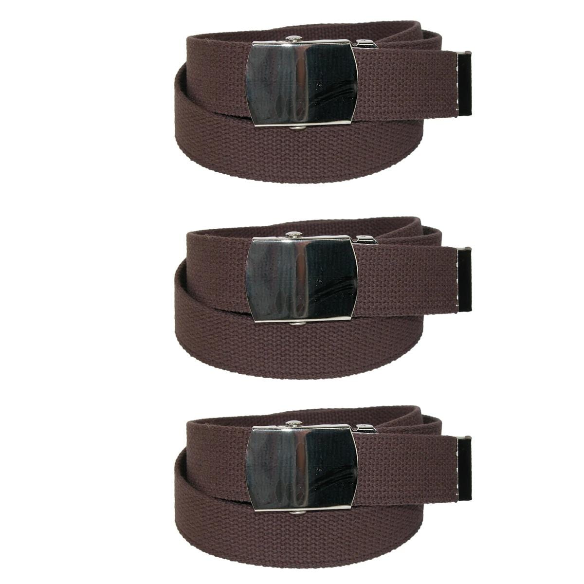 CTM® Cotton Adjustable Belt with Nickel Finish Buckle (Pack of 3)