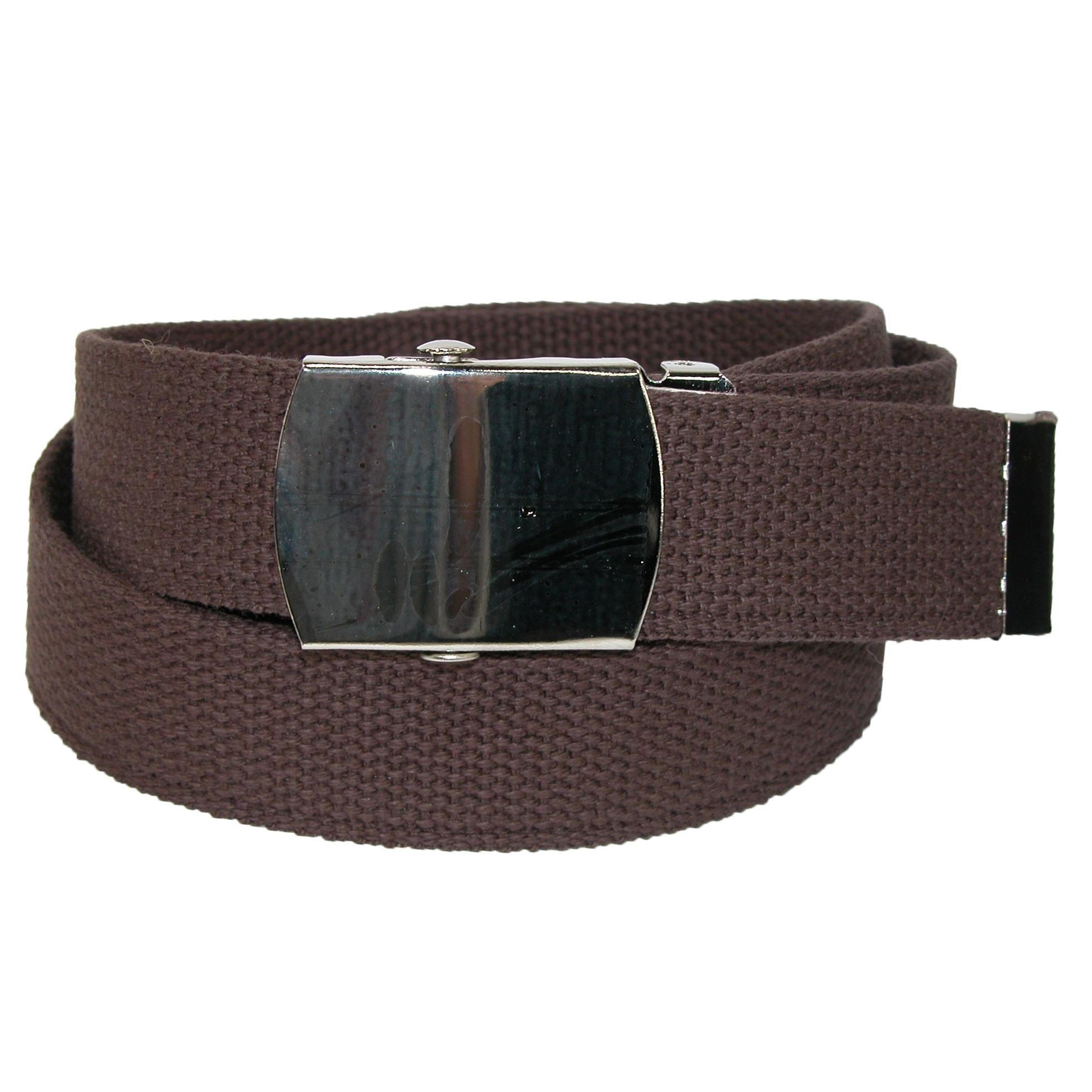 CTM® Cotton Adjustable Belt with Nickel Finish Buckle (Pack of 3) - Brown