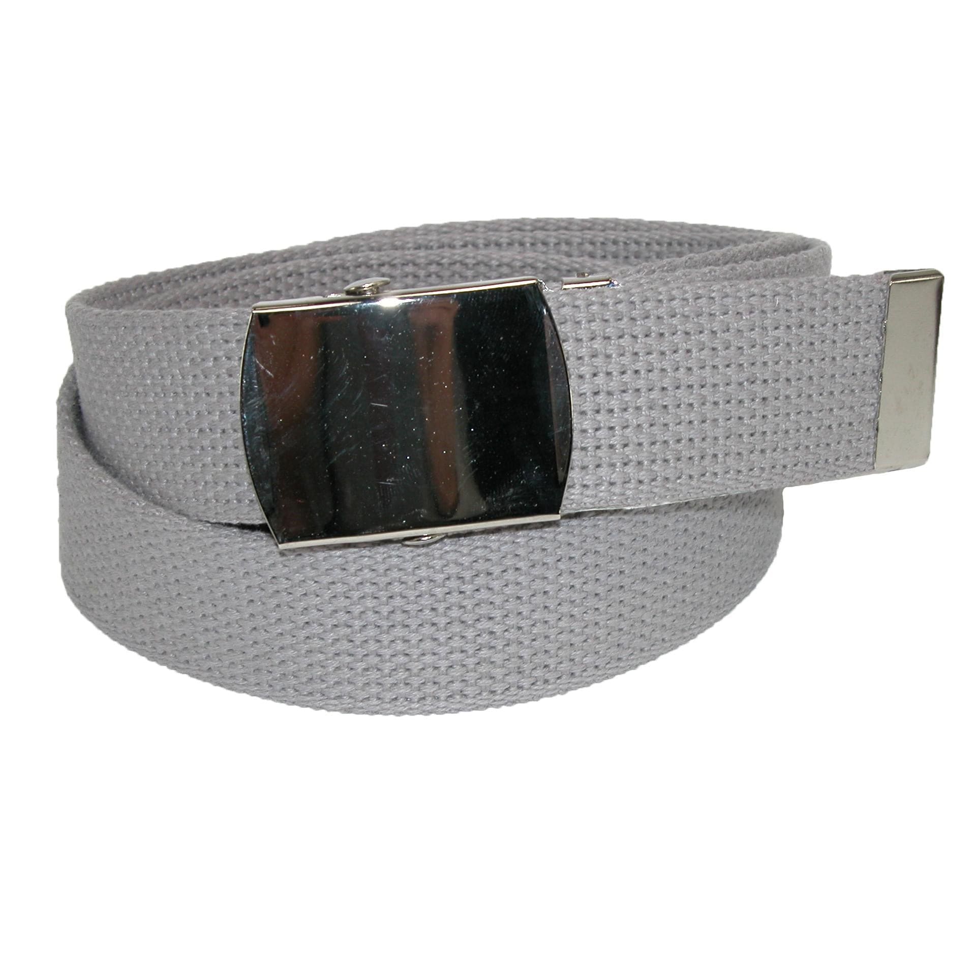 CTM® Cotton Adjustable Belt with Nickel Finish Buckle (Pack of 3) - Grey