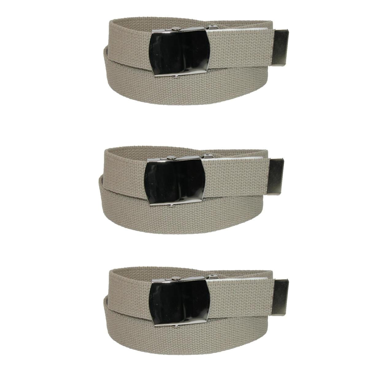 CTM® Cotton Adjustable Belt with Nickel Finish Buckle (Pack of 3)