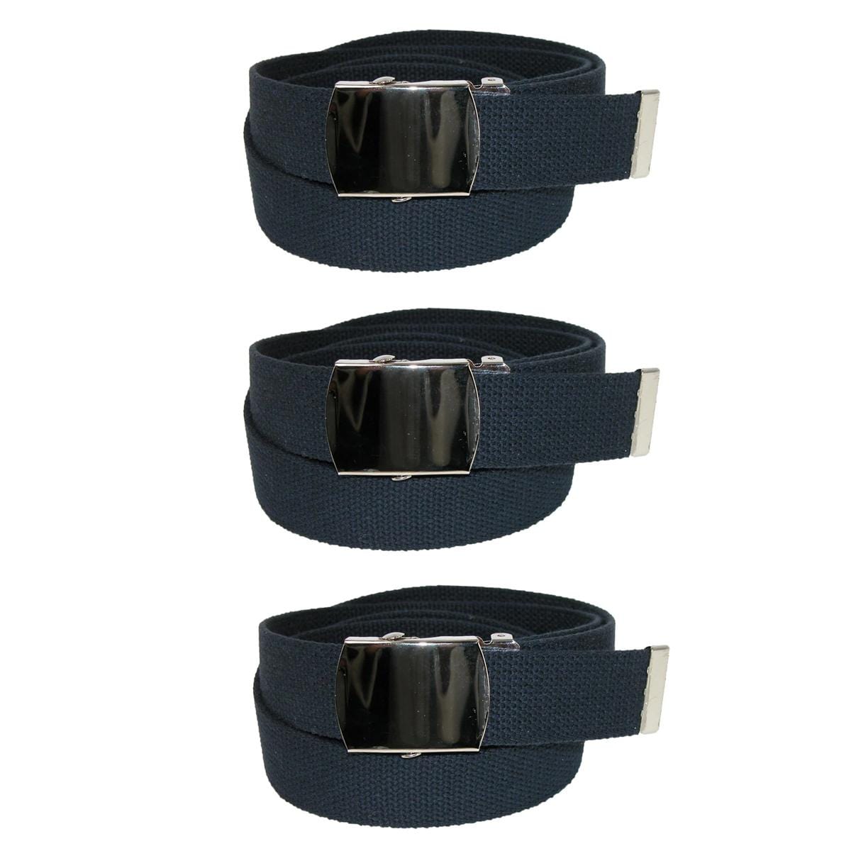 CTM® Cotton Adjustable Belt with Nickel Finish Buckle (Pack of 3)