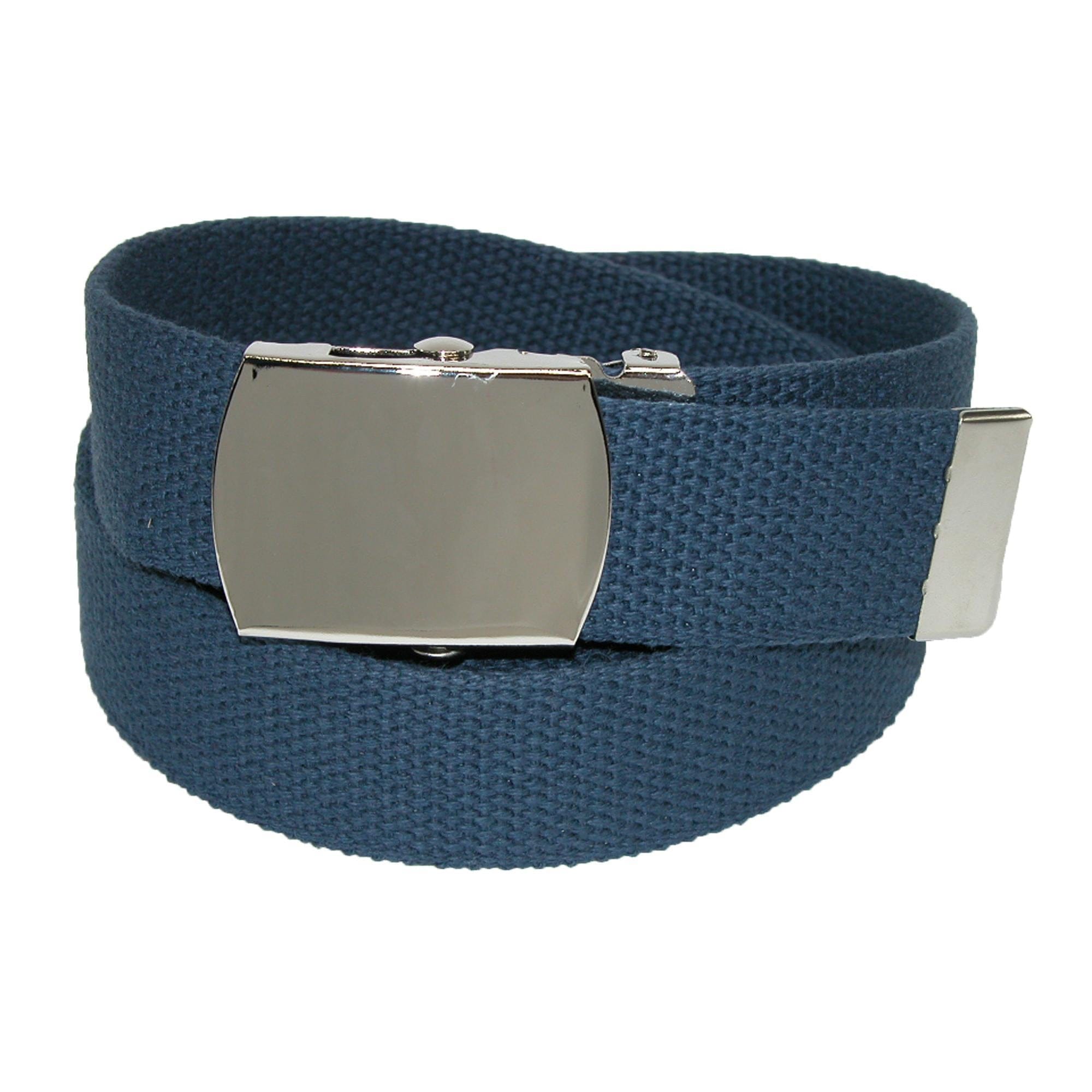 CTM® Cotton Adjustable Belt with Nickel Finish Buckle (Pack of 3) - Navy