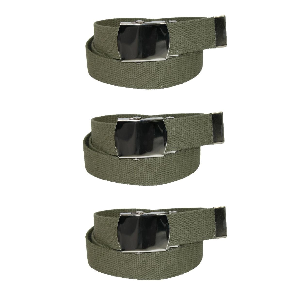 CTM® Cotton Adjustable Belt with Nickel Finish Buckle (Pack of 3)