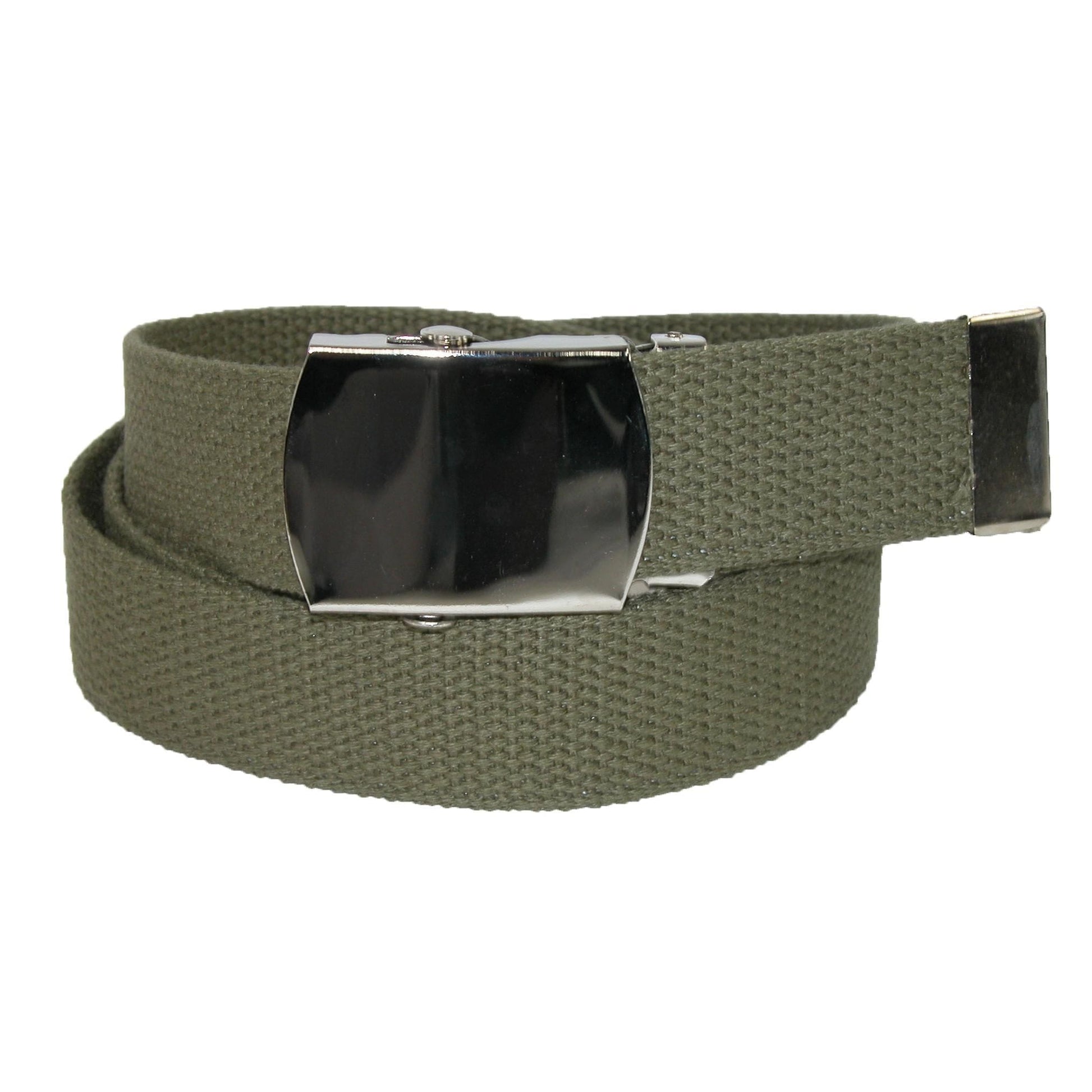 CTM® Cotton Adjustable Belt with Nickel Finish Buckle (Pack of 3) - Olive