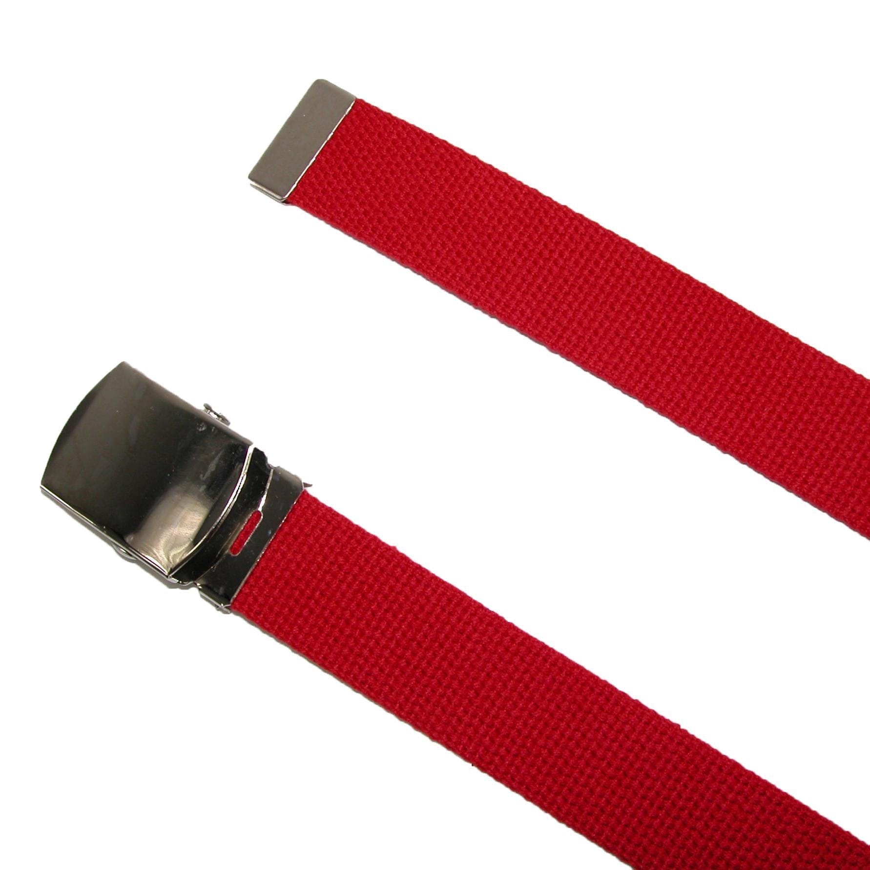 CTM® Cotton Adjustable Belt with Nickel Finish Buckle (Pack of 3) - Red