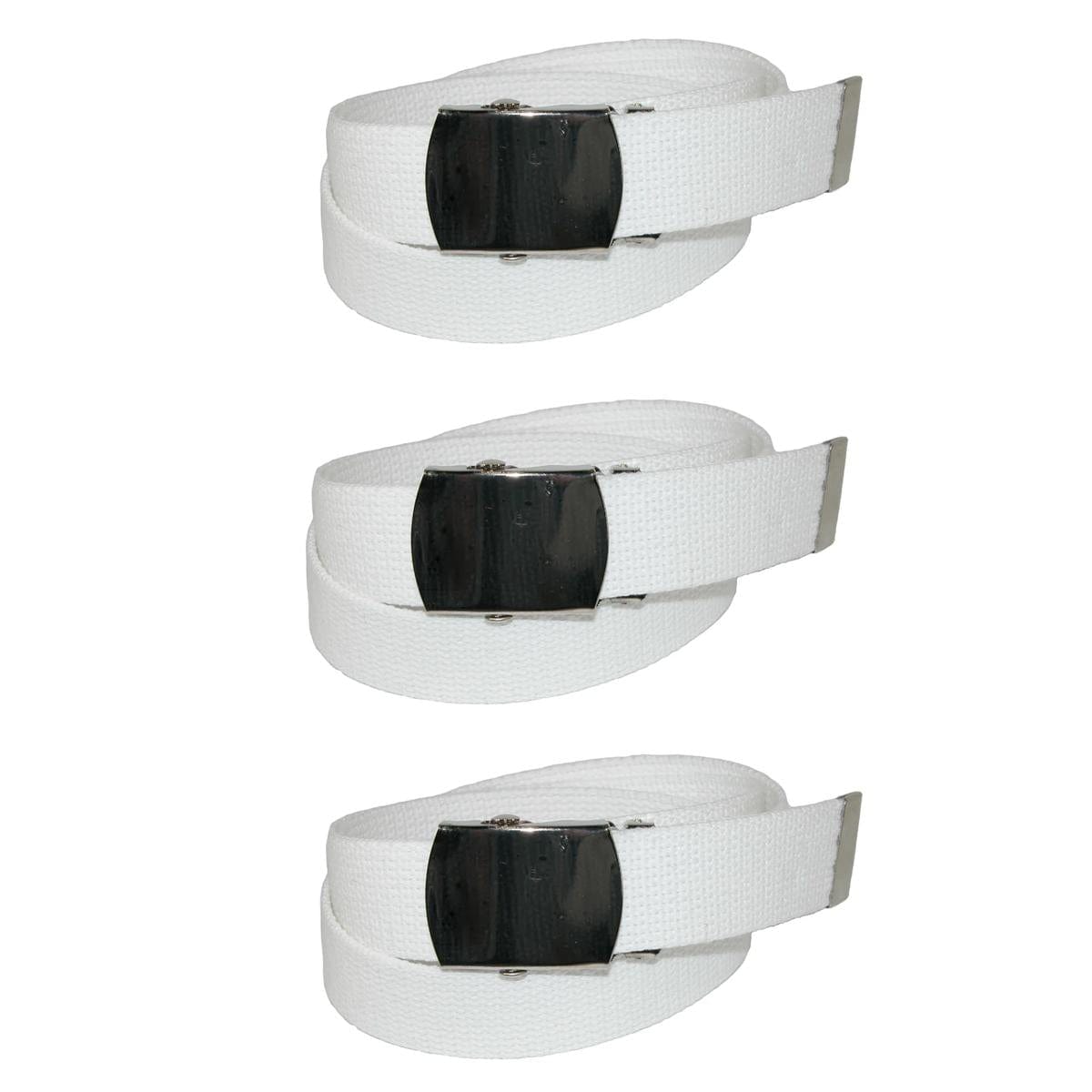 CTM® Cotton Adjustable Belt with Nickel Finish Buckle (Pack of 3)