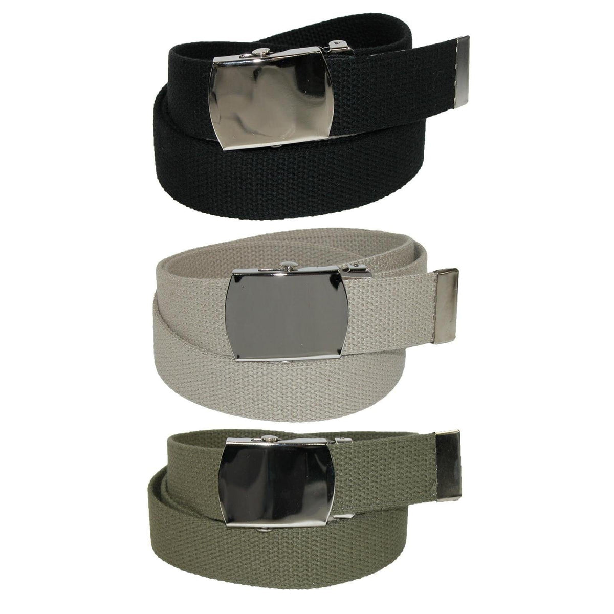 CTM® Cotton with Nickel Buckle Adjustable Belt (Pack of 3 Colors)