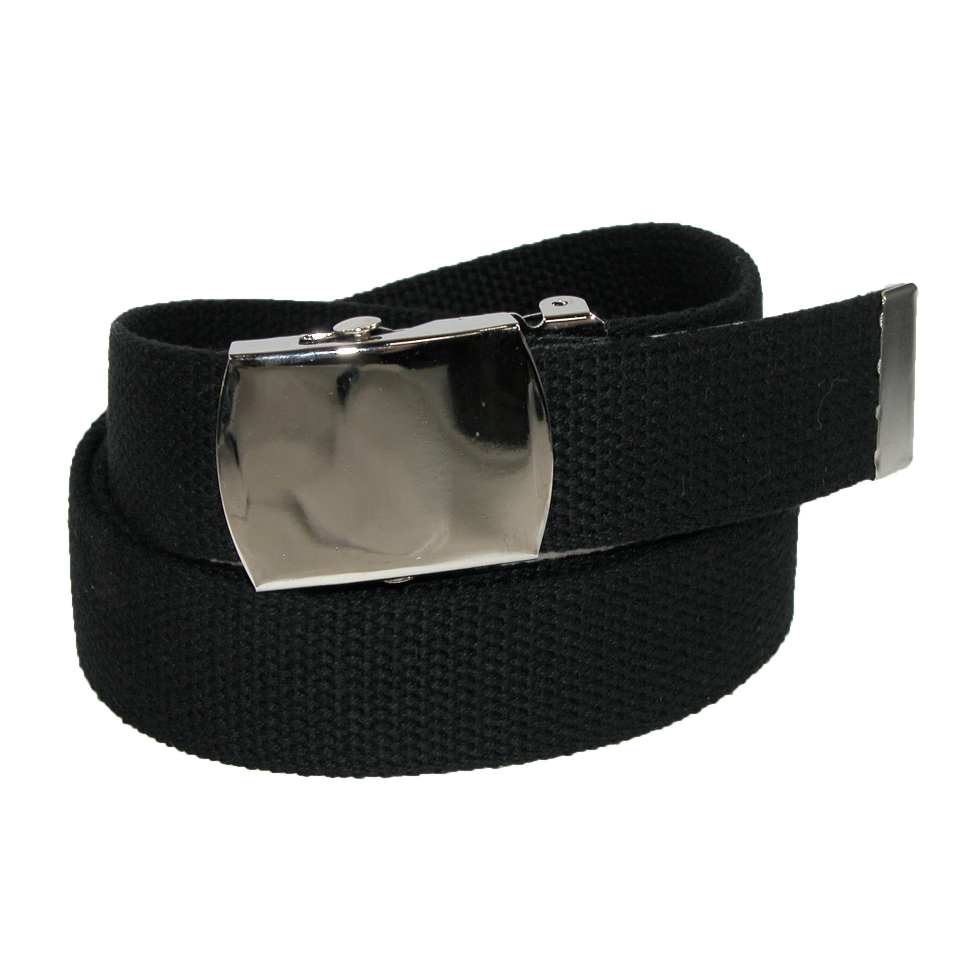 CTM® Big & Tall Cotton Belt with Nickel Finish Buckle (Pack of 3) - Black