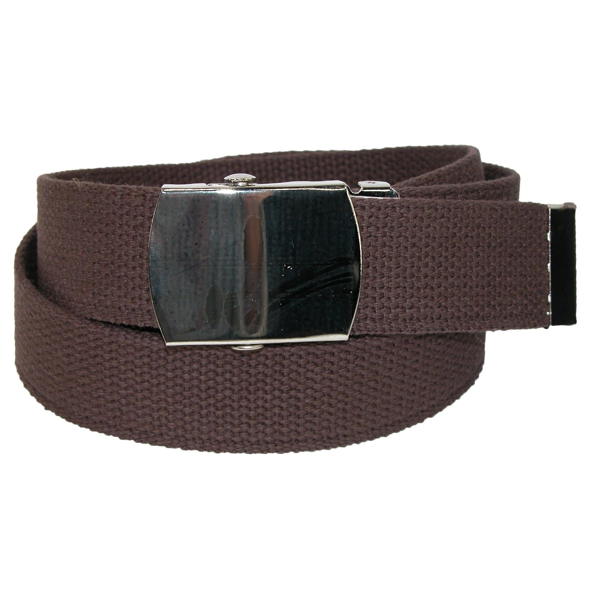 CTM® Big & Tall Cotton Belt with Nickel Finish Buckle (Pack of 3) - Brown