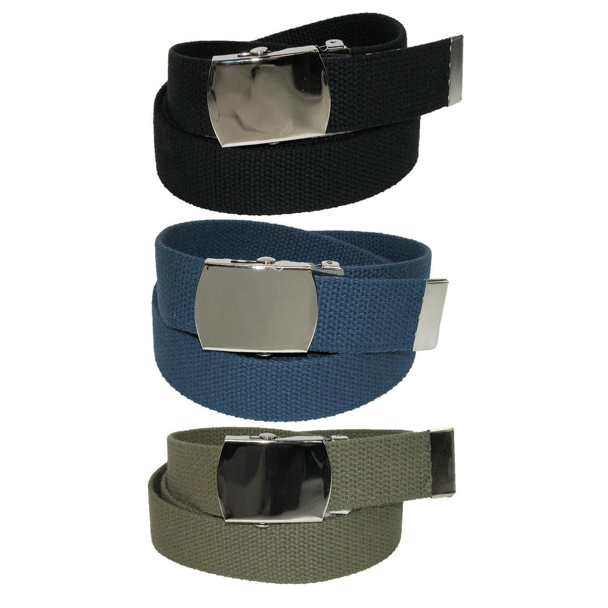 CTM® Big & Tall Cotton Belt with Nickel Buckle (Pack of 3 Colors)