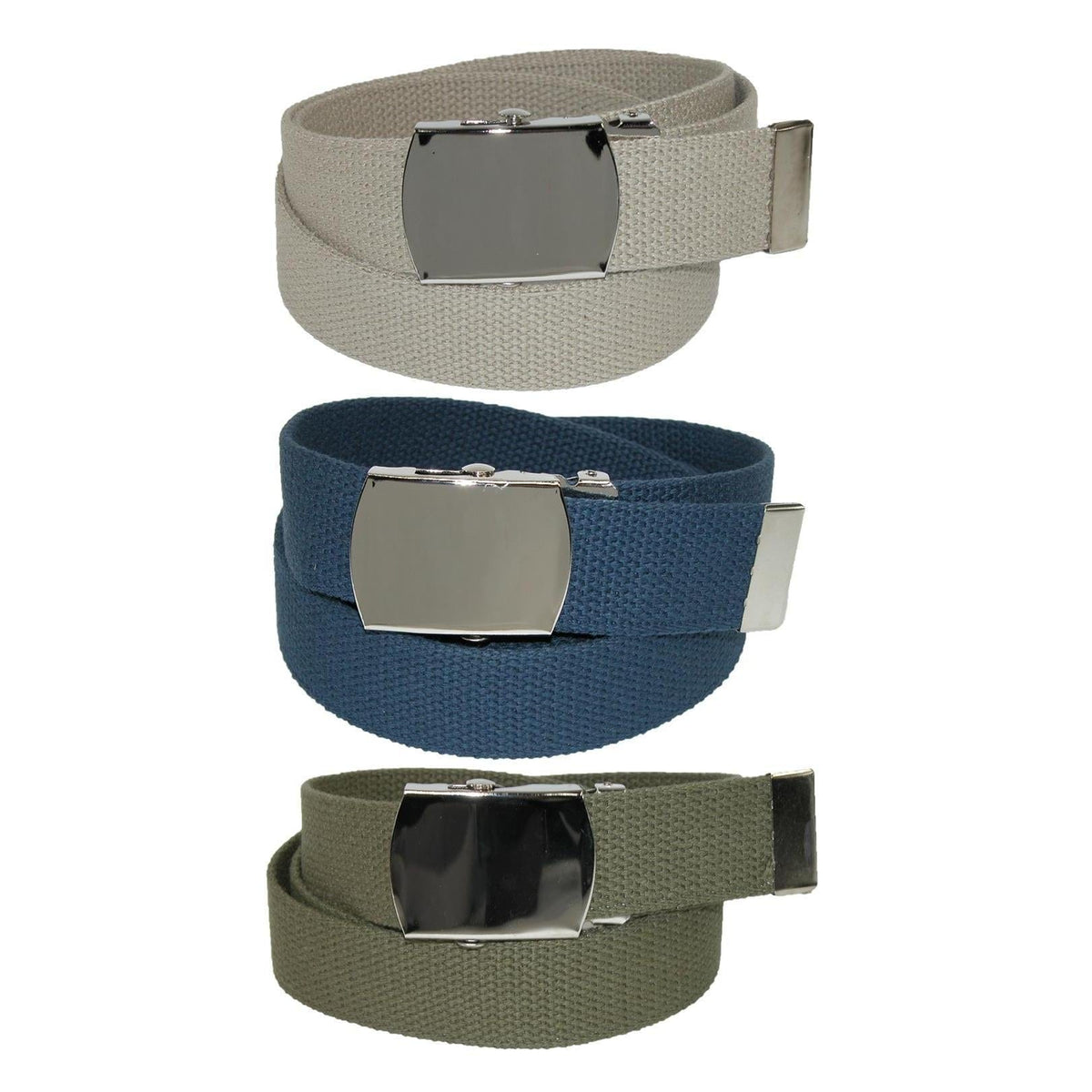 CTM® Big & Tall Cotton Belt with Nickel Buckle (Pack of 3 Colors)