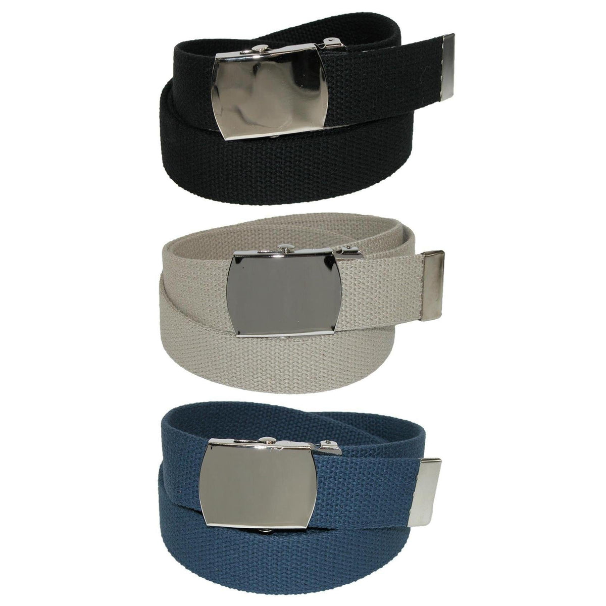 CTM® Big & Tall Cotton Belt with Nickel Buckle (Pack of 3 Colors) - Big & Tall Cotton Belt with Nickel Buckle (Pack of 3 Colors)