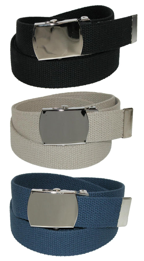 Big & Tall Cotton Belt with Nickel Buckle (Pack of 3 Colors)