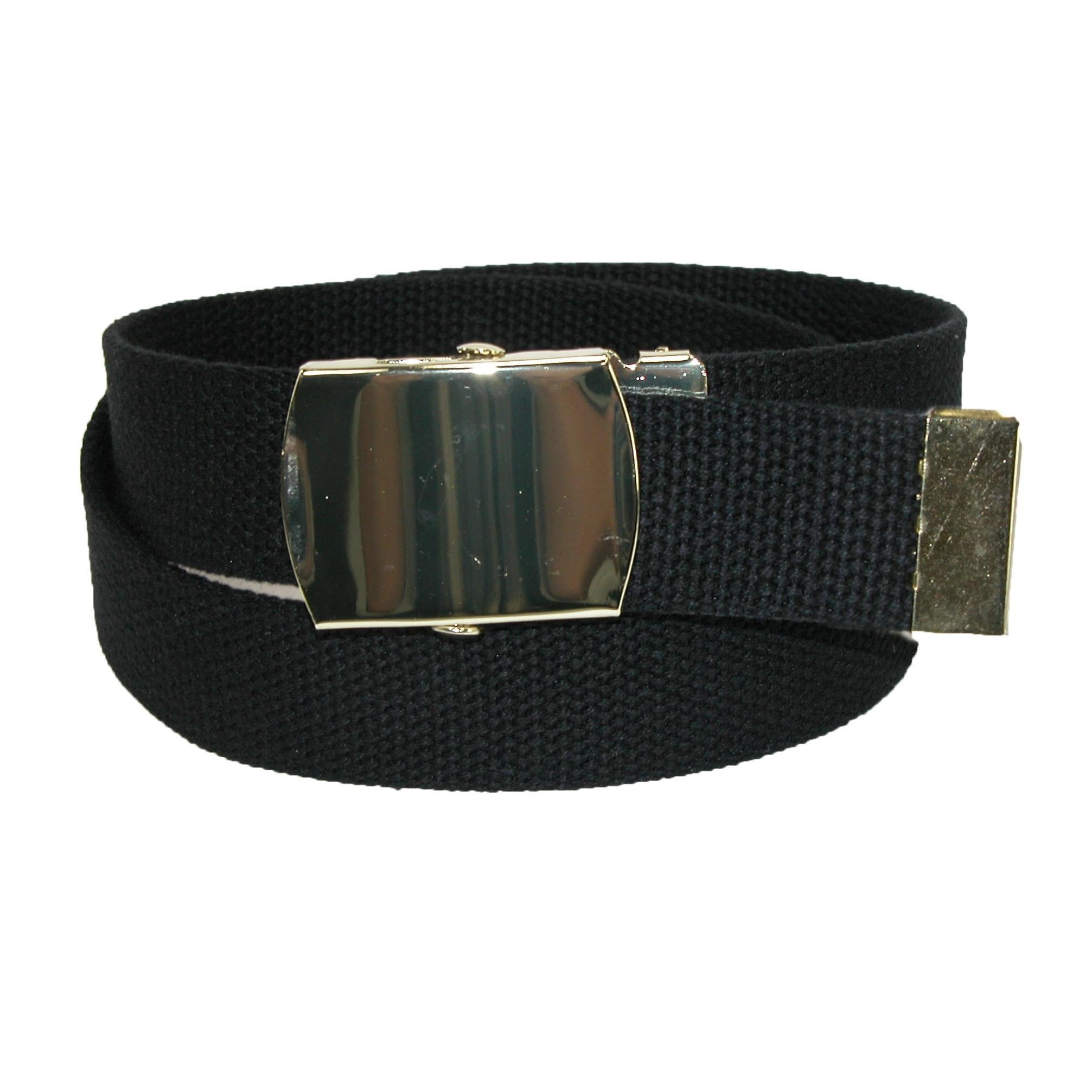 CTM® Kids' Cotton Adjustable Belt with Brass Military Buckle - Black