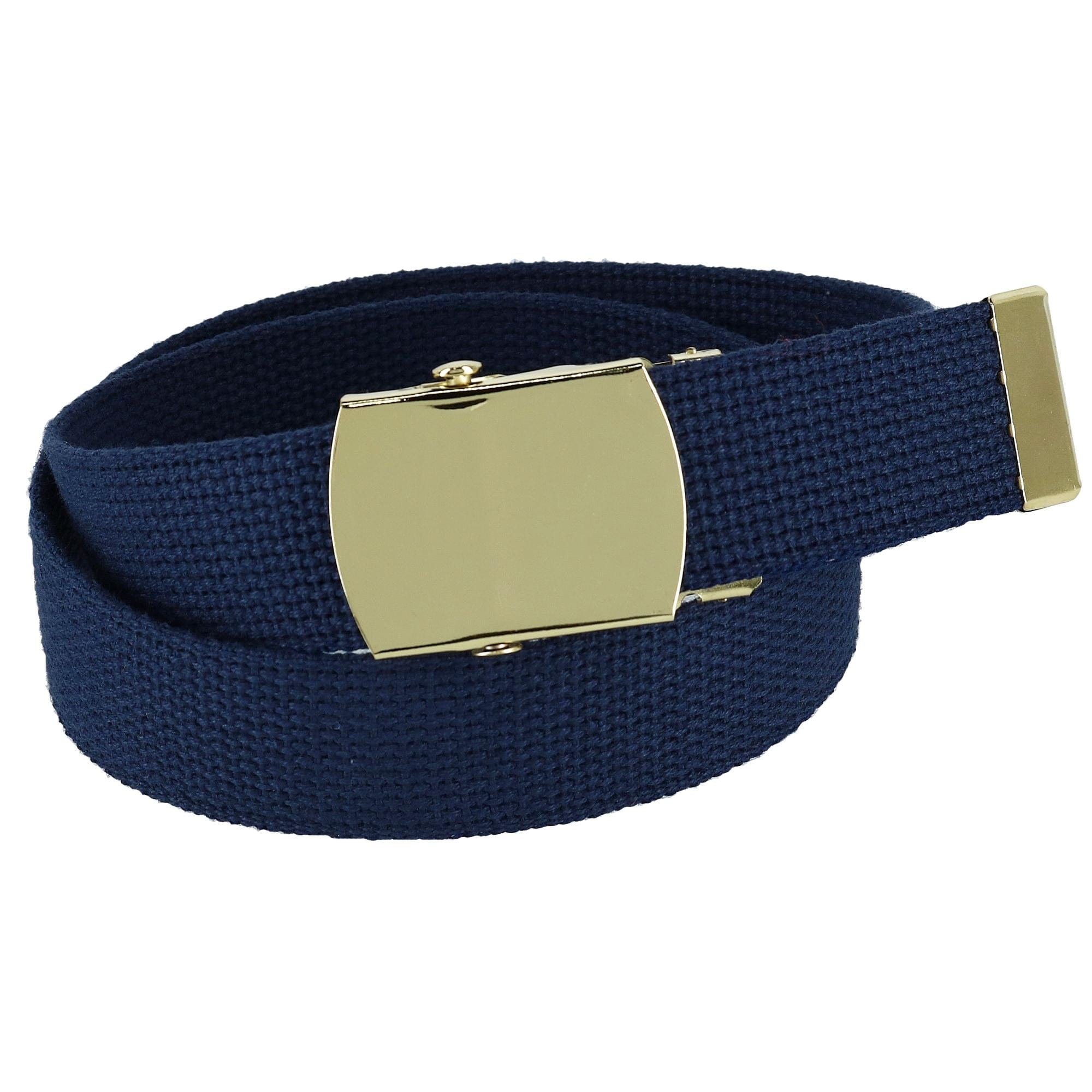 CTM® Kids' Cotton Adjustable Belt with Brass Military Buckle - Kids' Cotton Adjustable Belt with Brass Military Buckle