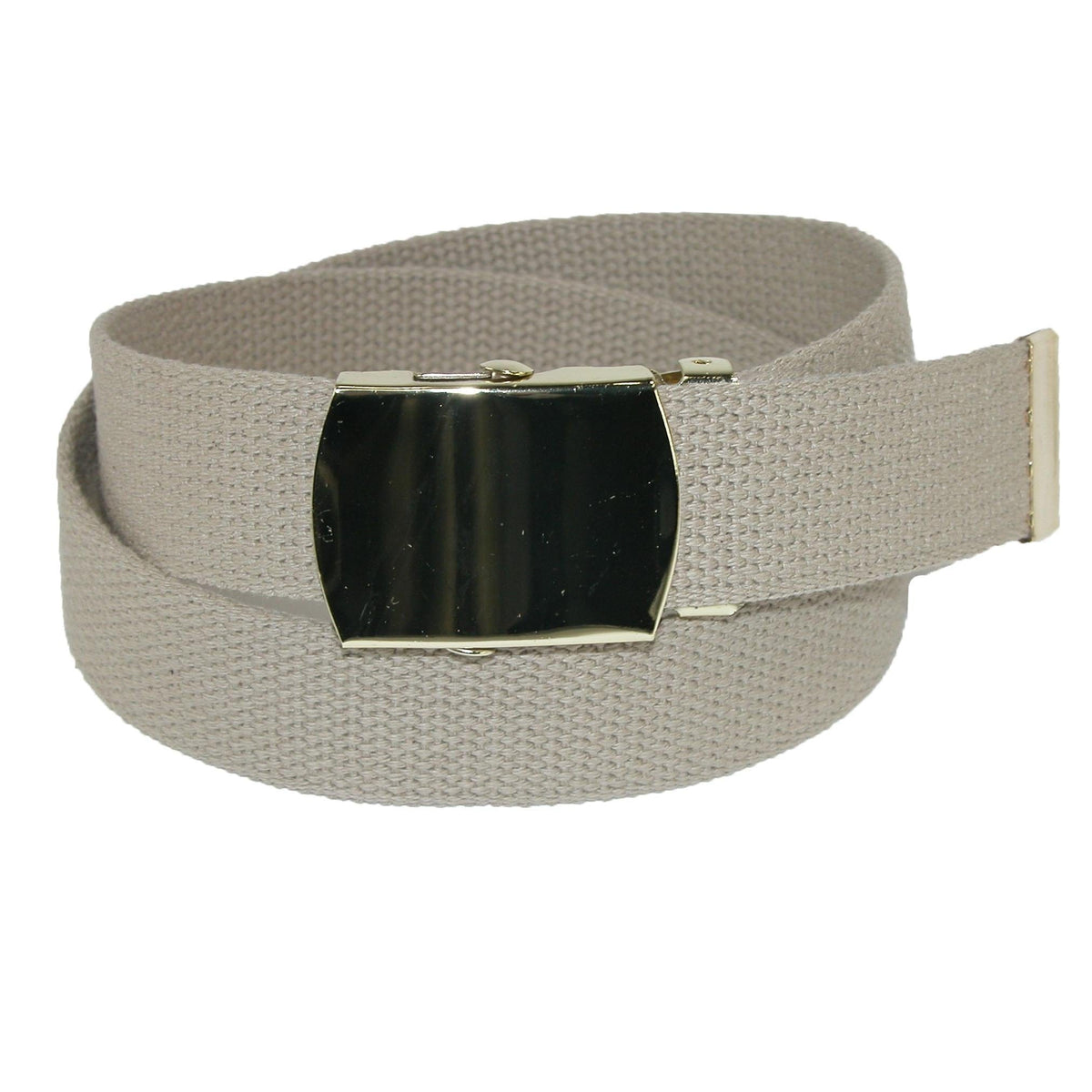 CTM® Kids' Cotton Adjustable Belt with Brass Military Buckle (Pack of 2) - Khaki