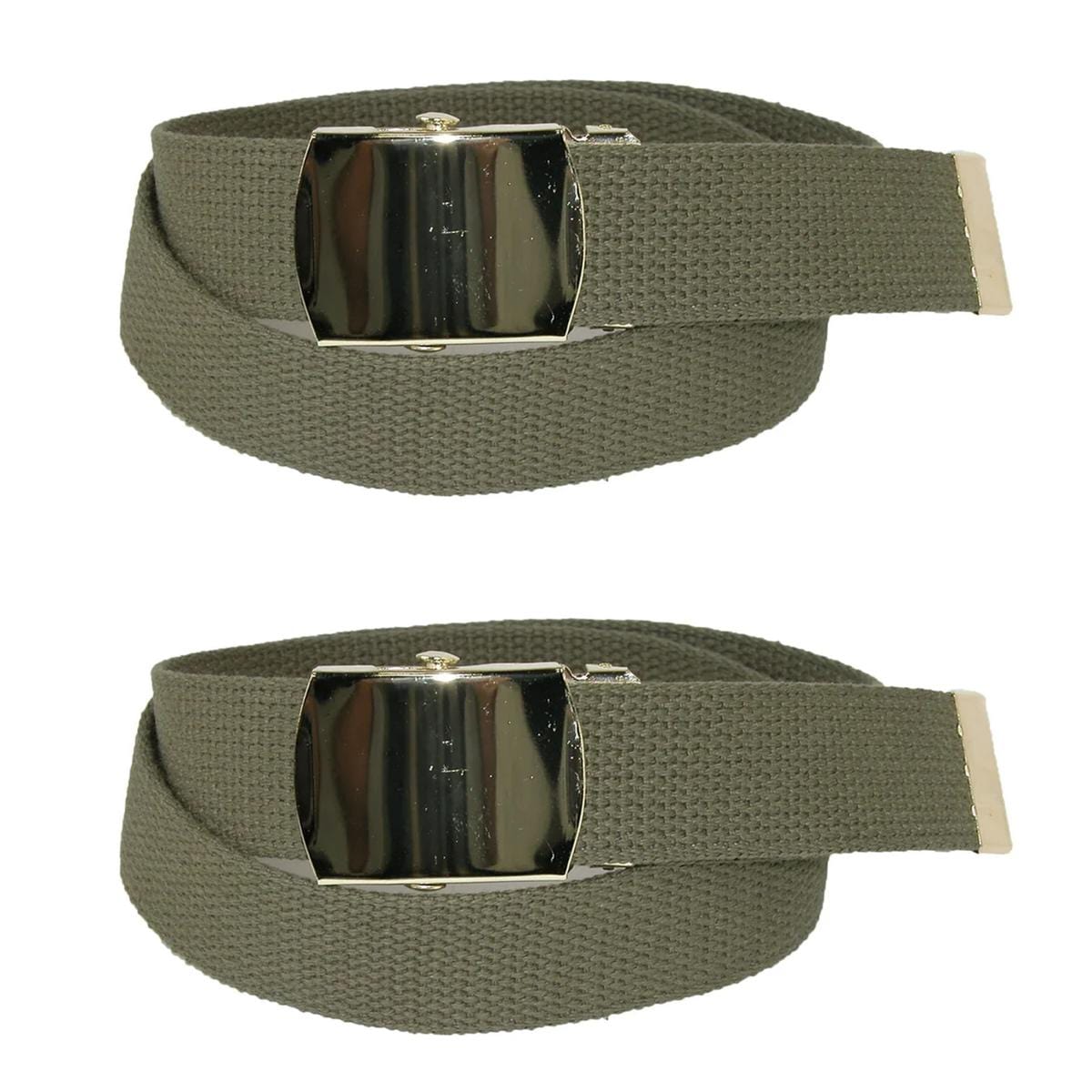 CTM® Kids' Cotton Adjustable Belt with Brass Military Buckle (Pack of 2)