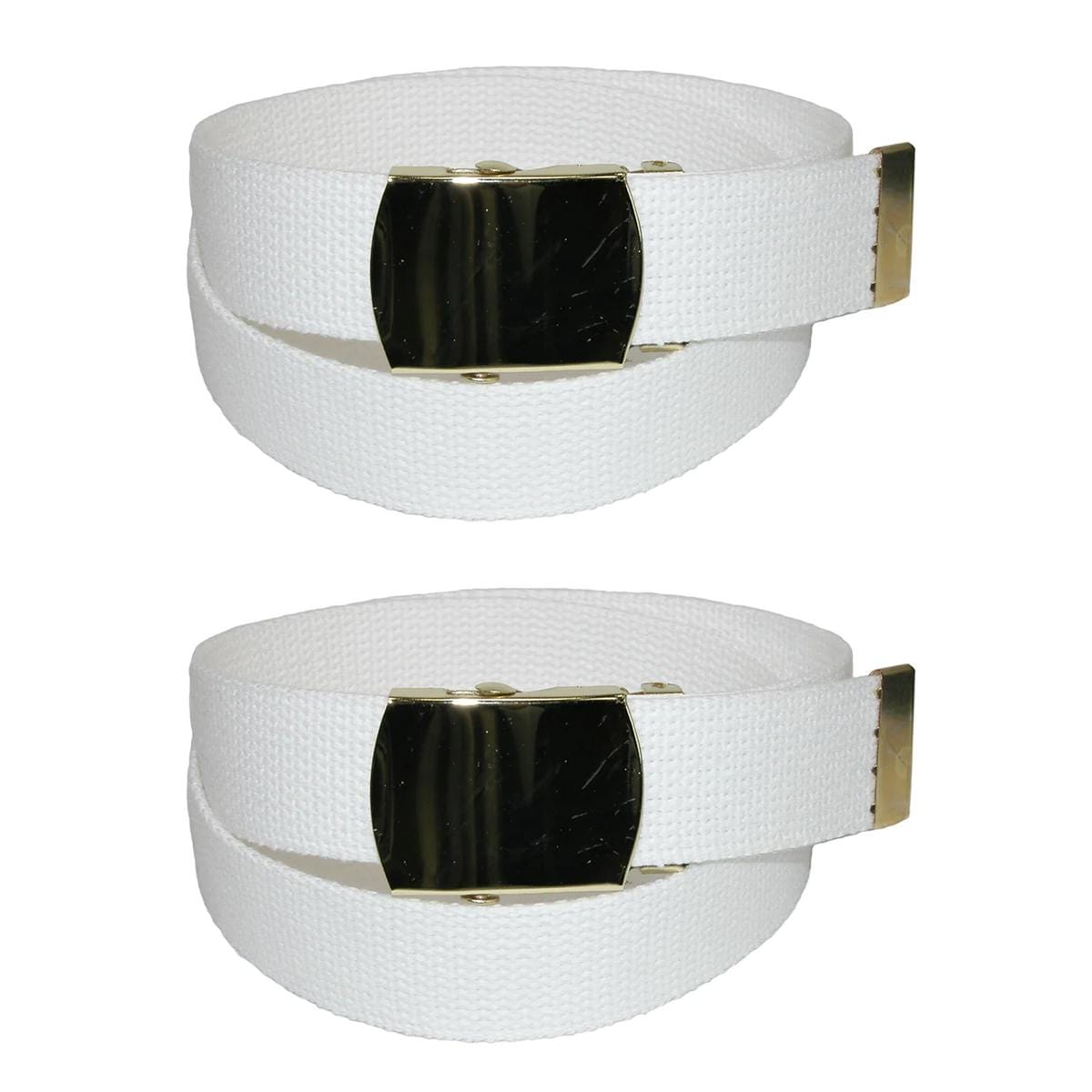 CTM® Kids' Cotton Adjustable Belt with Brass Military Buckle (Pack of 2)
