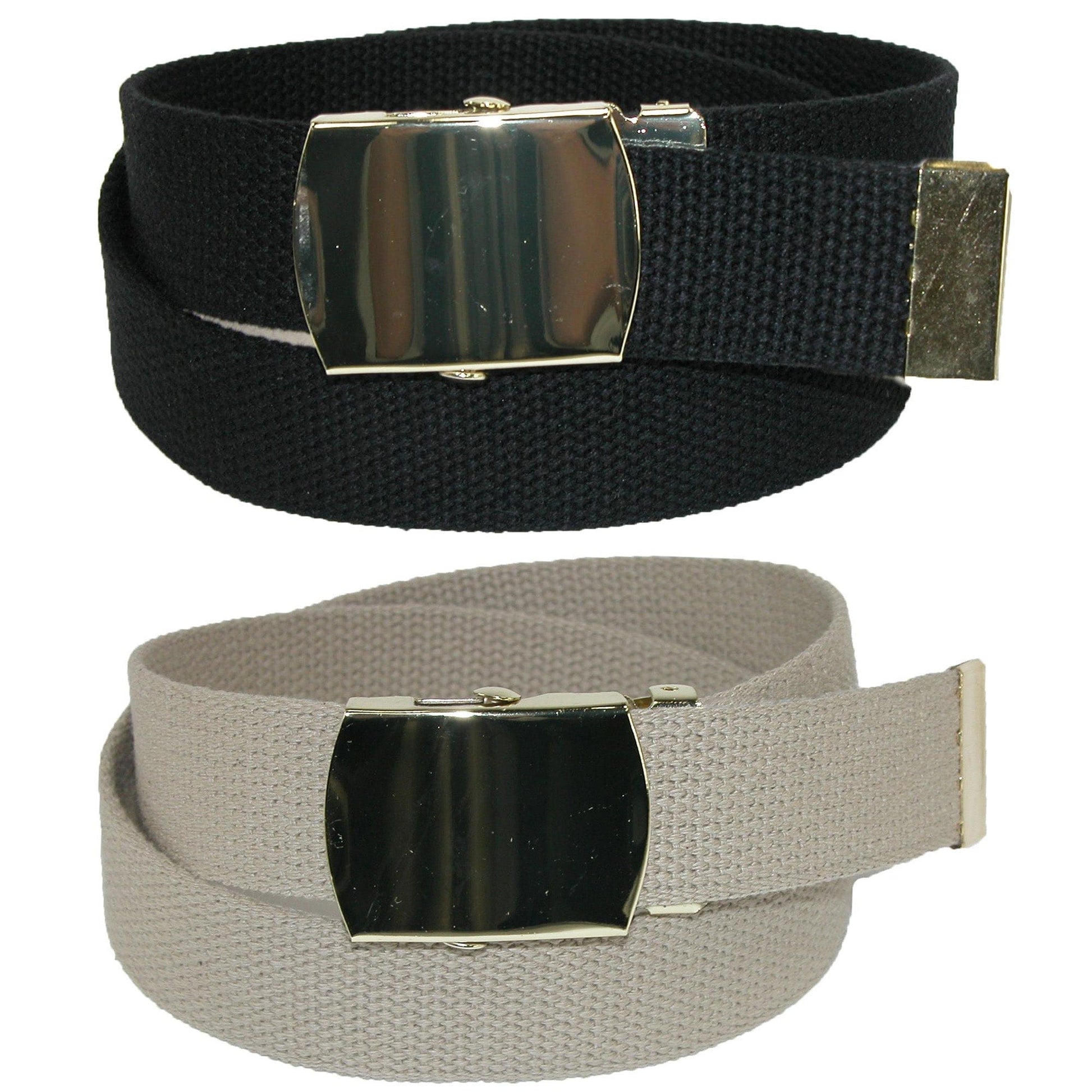 CTM® Kid's Cotton Belt with Brass Military Buckle (Pack of 2 Colors)