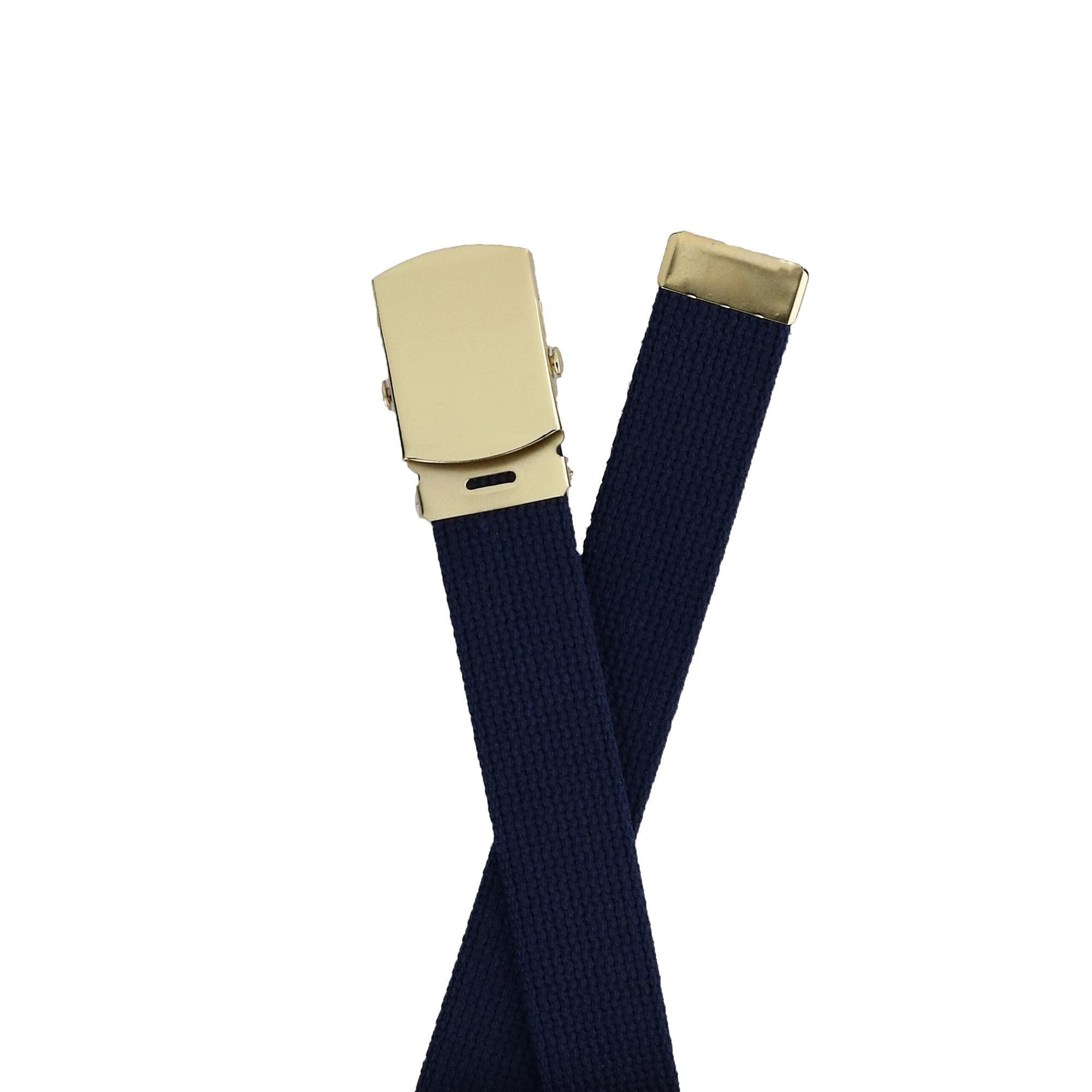 CTM® Kid's Cotton Belt with Brass Military Buckle (Pack of 2 Colors) - Black and Khaki
