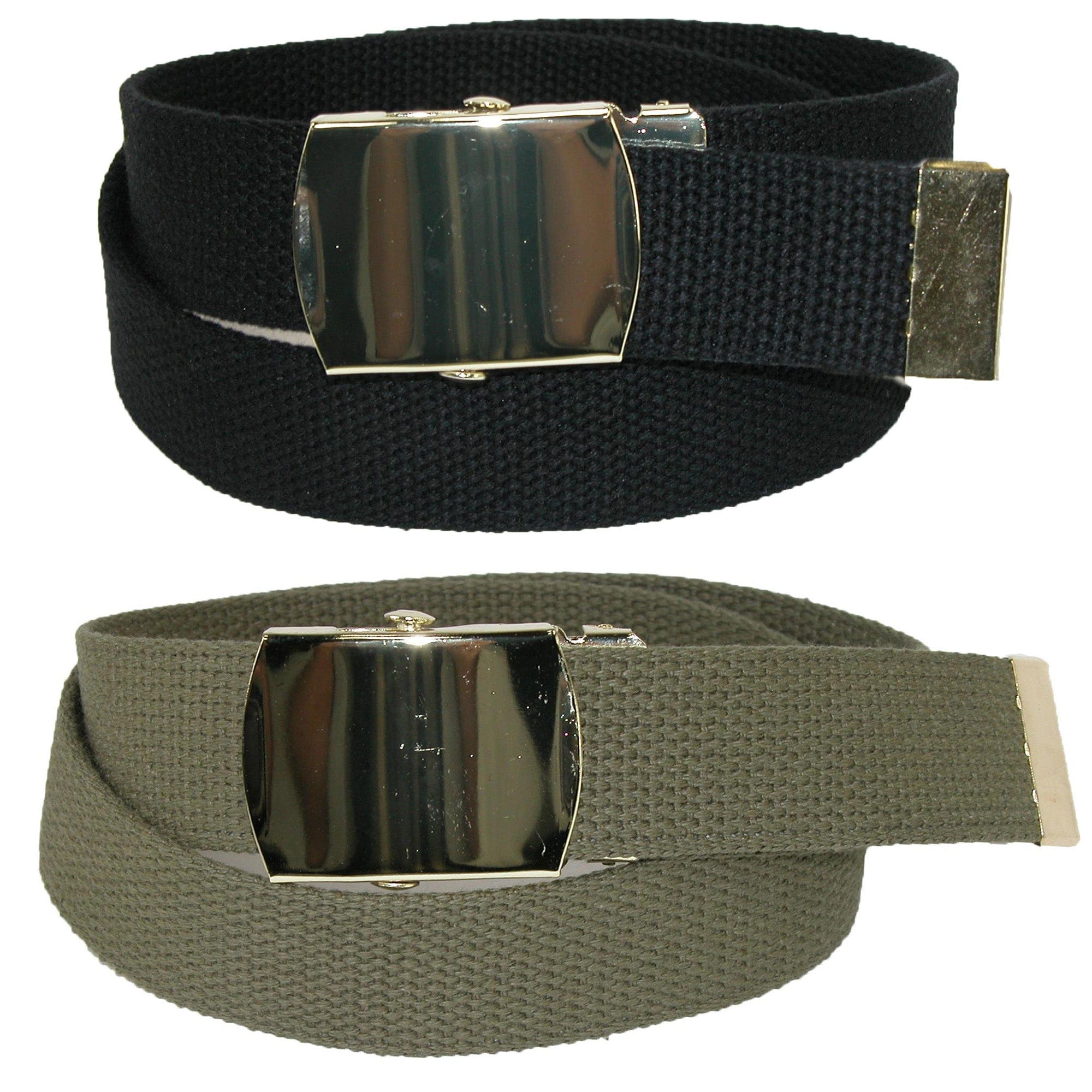 CTM® Kid's Cotton Belt with Brass Military Buckle (Pack of 2 Colors)