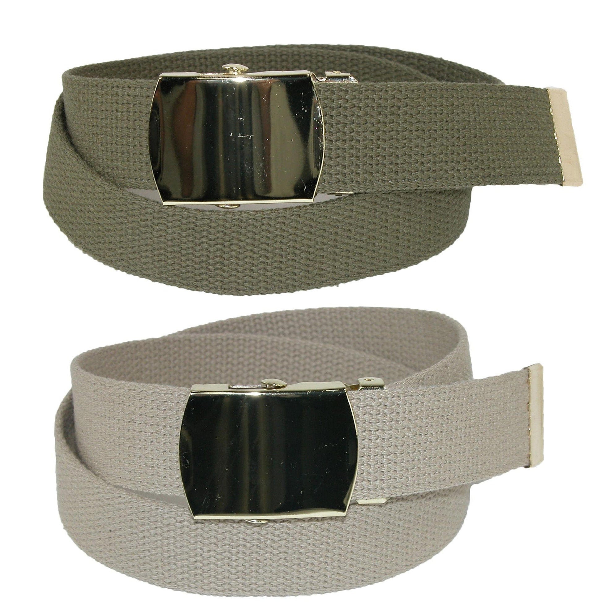 CTM® Kid's Cotton Belt with Brass Military Buckle (Pack of 2 Colors)