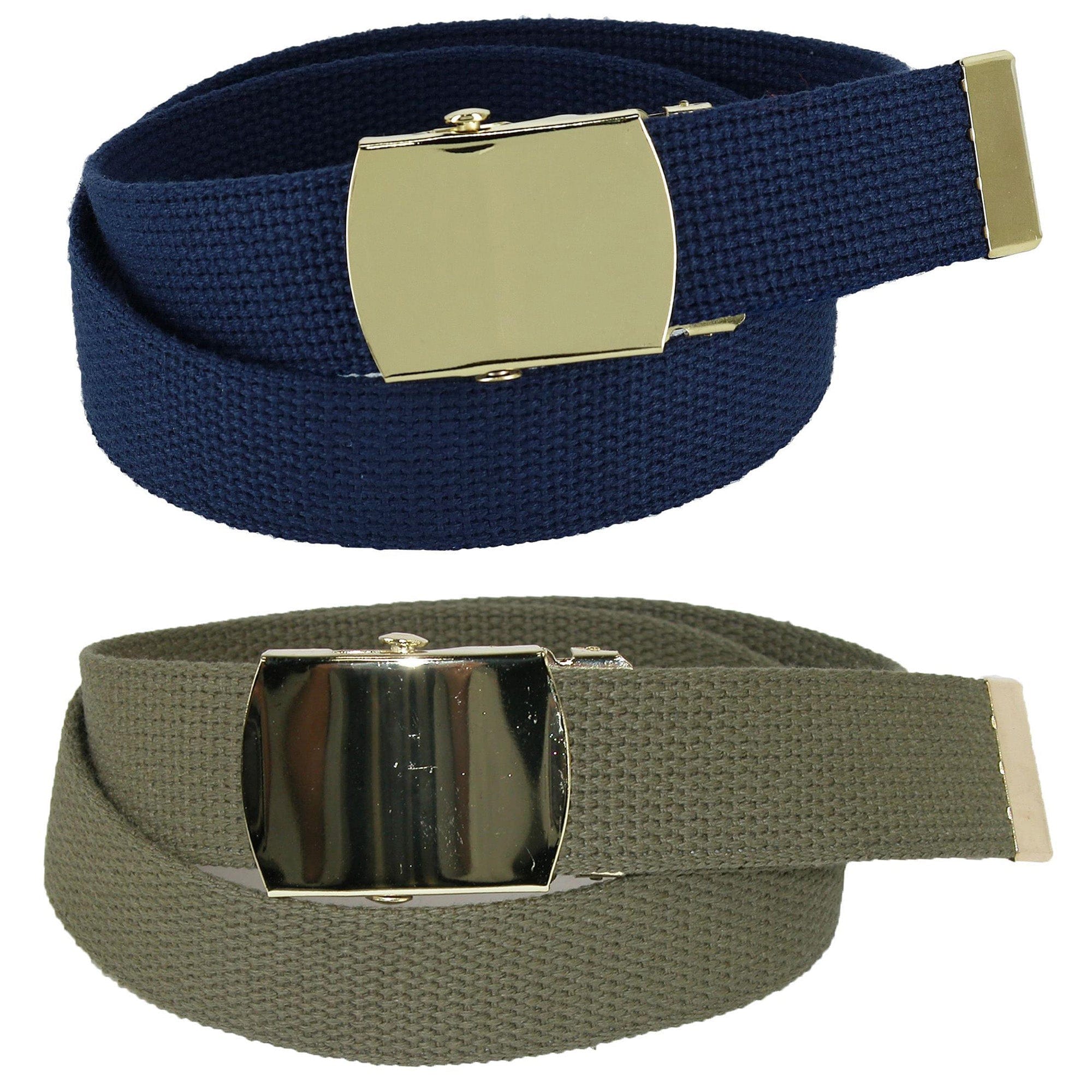 CTM® Kid's Cotton Belt with Brass Military Buckle (Pack of 2 Colors)