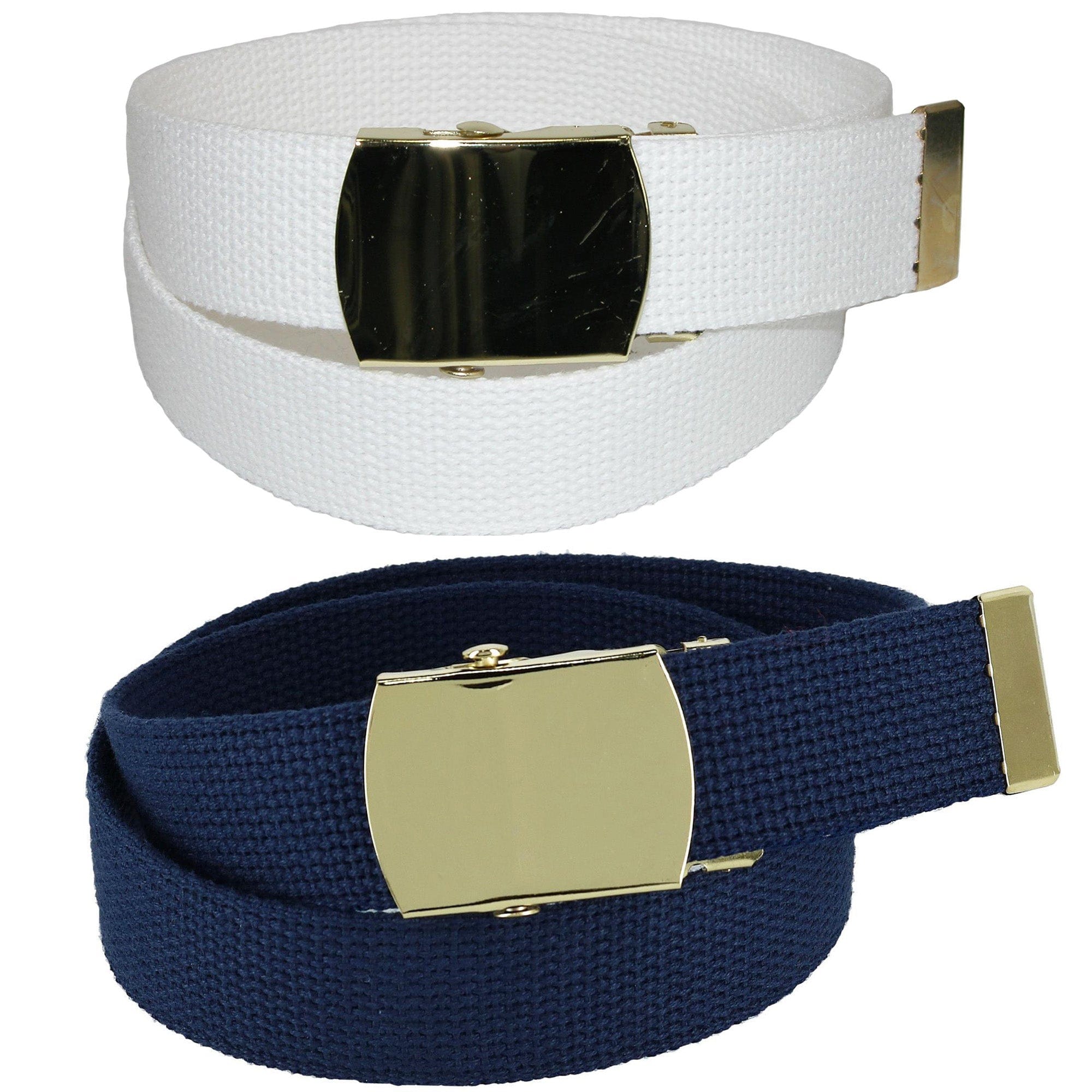 CTM® Kid's Cotton Belt with Brass Military Buckle (Pack of 2 Colors)