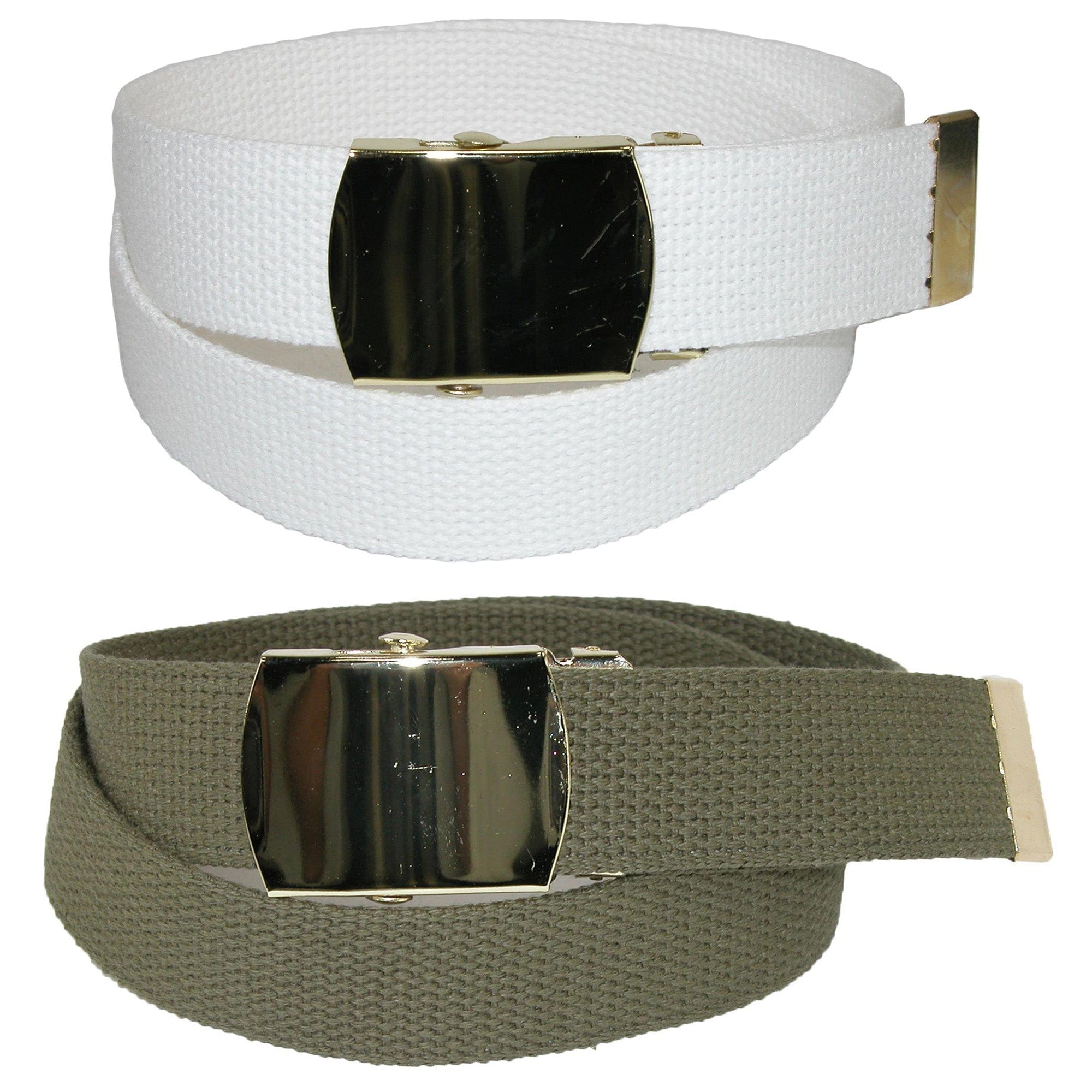 CTM® Kid's Cotton Belt with Brass Military Buckle (Pack of 2 Colors)