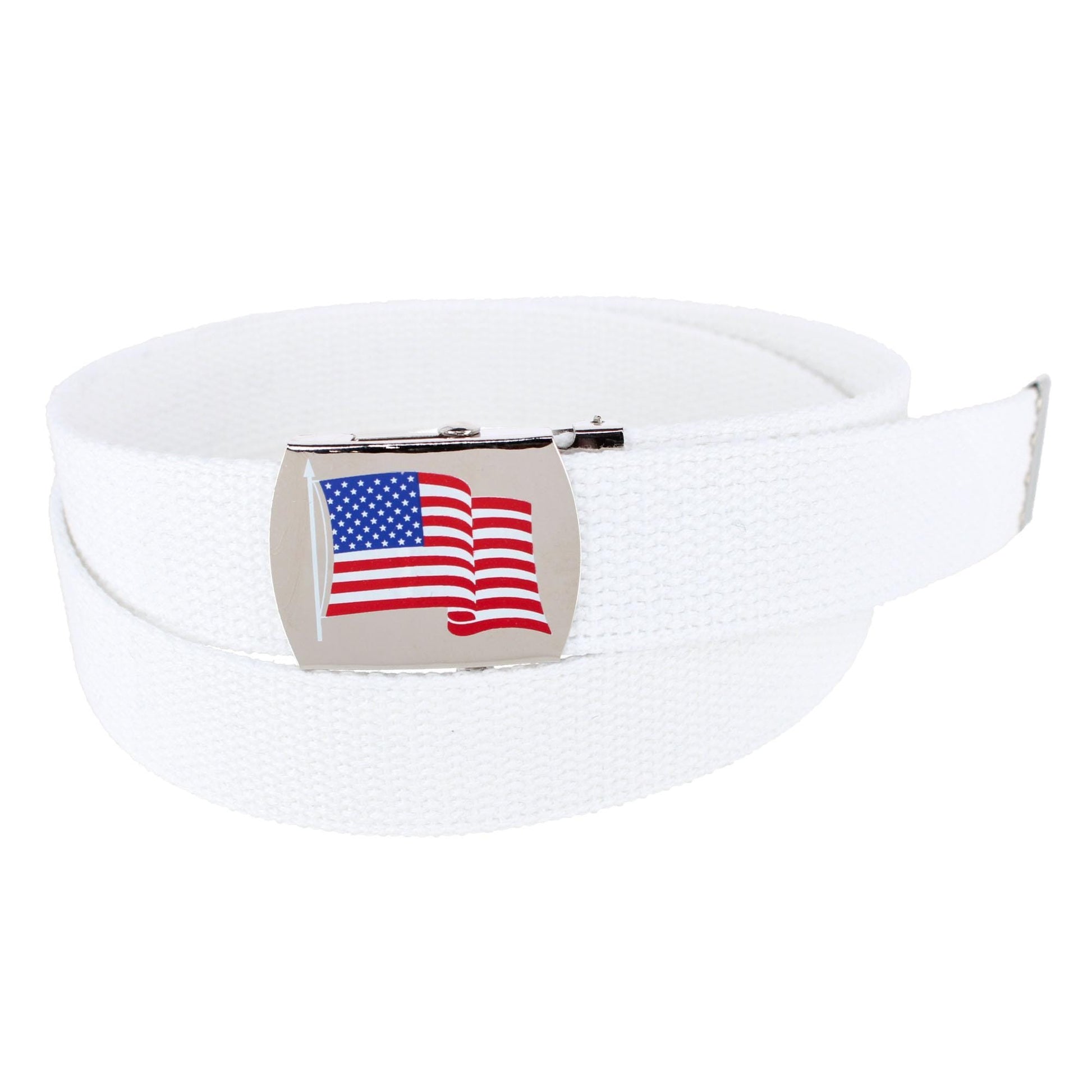 CTM® Cotton Adjustable Belt with U.S.A. Flag Buckle