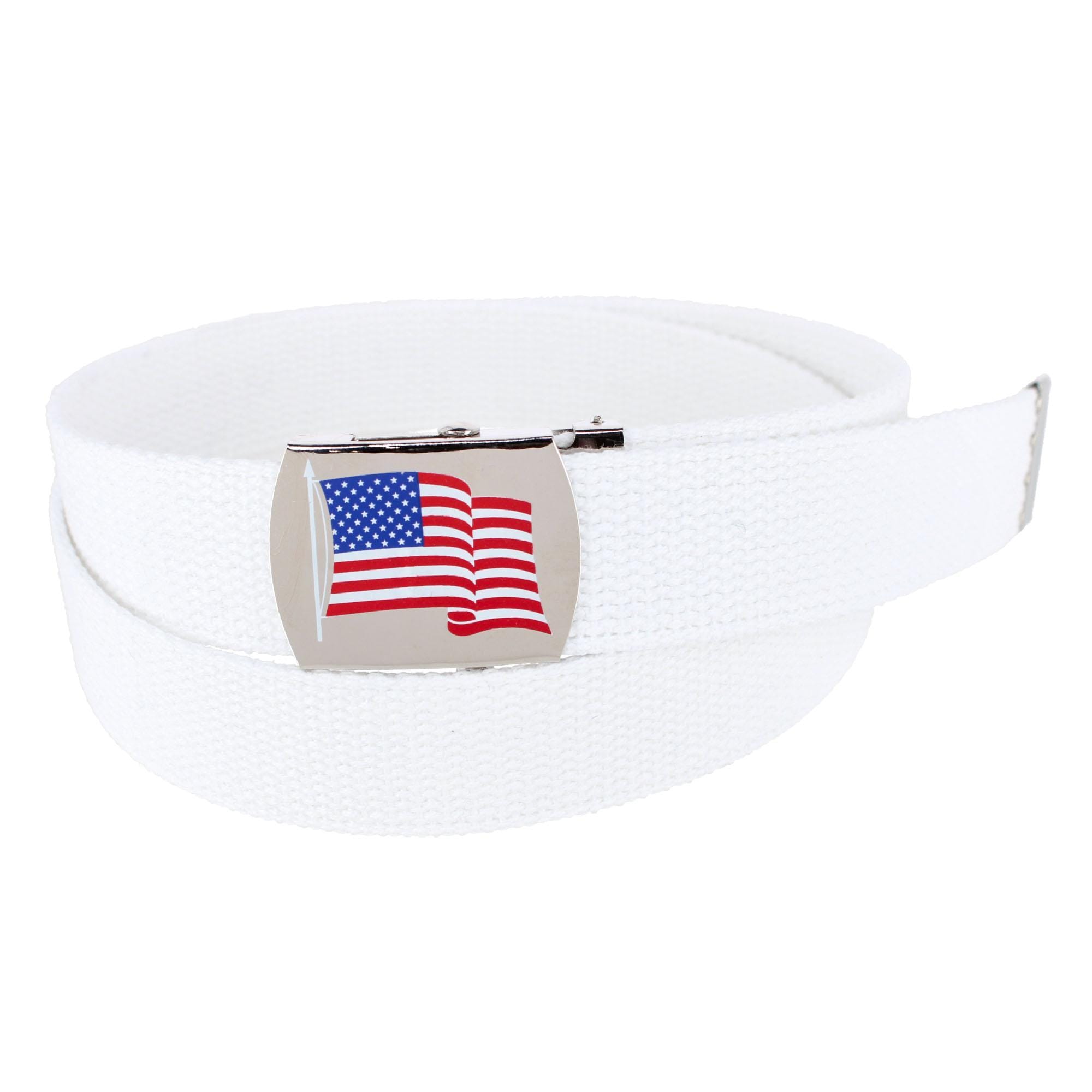 CTM® Cotton Adjustable Belt with U.S.A. Flag Buckle