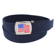 Cotton Adjustable Belt with U.S.A. Flag Buckle